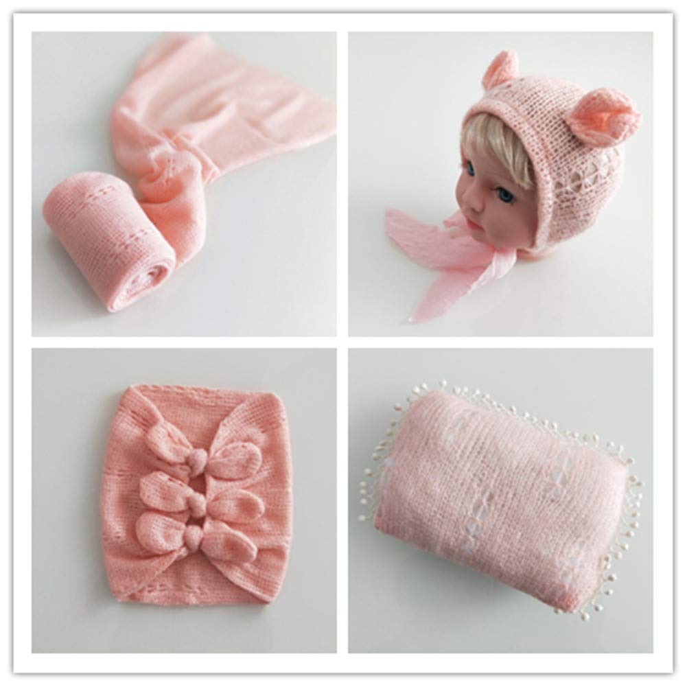 Vemonllas Newborn Baby Photography Props Set - 4PCS Bow Wrap, Posing Aid, Hat & Blanket for Boys & Girls | Perfect for Baby Shower Gifts, Photo Sessions & Nursery Decor