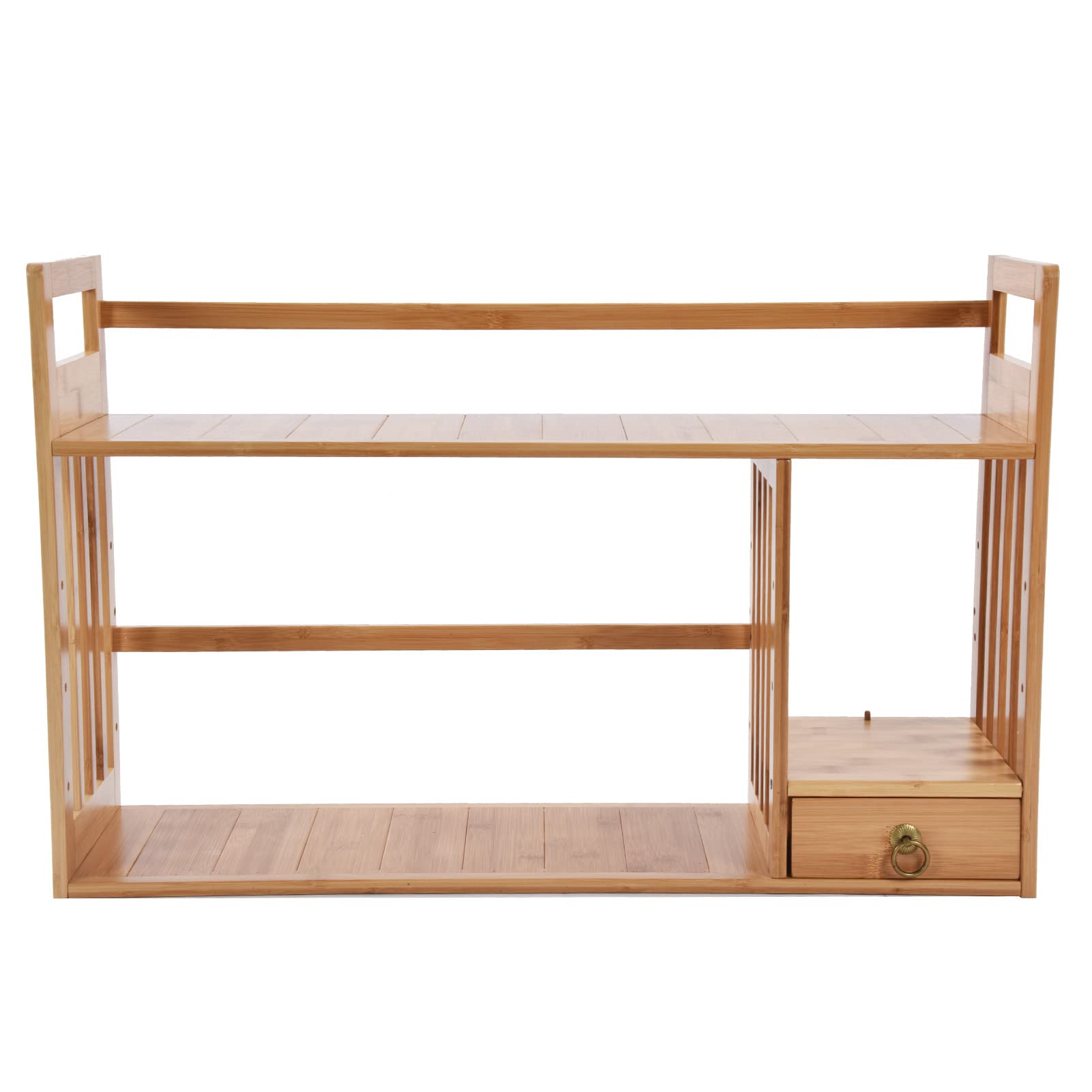 Garosa Adjustable Bamboo Desktop Bookshelf - Desk Organizer for Office Supplies, Home Decor & Kitchen Storage - Perfect for Books, Files, Spices & More - Ideal for Home, Office & Kitchen Use