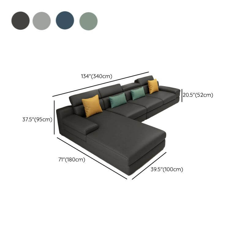 L-Shaped Sectional Sofa with Left-Facing Chaise - Standard Foam Cushions, Adjustable Headrest & Hidden Support - Perfect for Living Room, Home Theater or Family Room