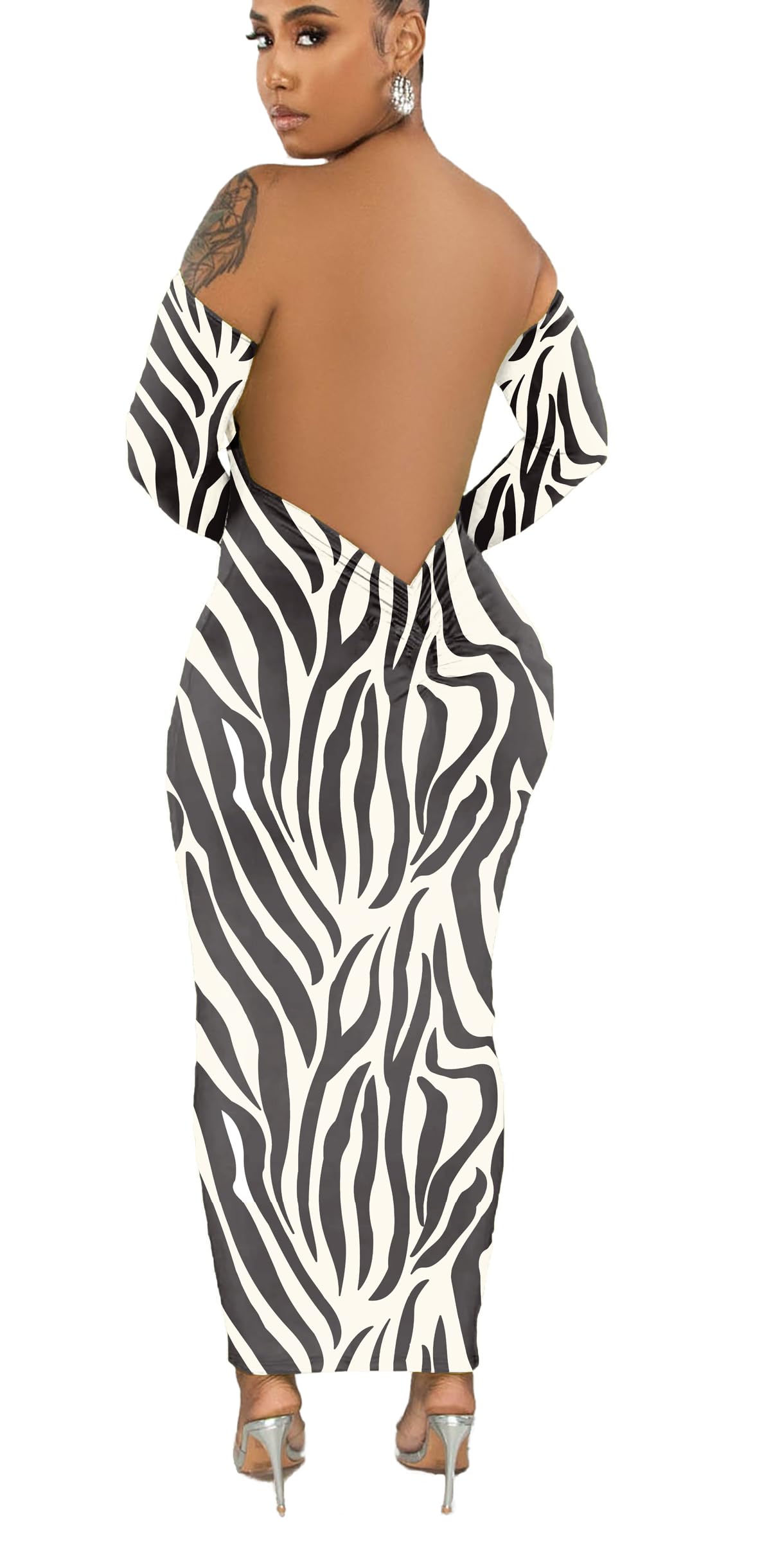 Women's Sexy Long Sleeve Off Shoulder Bodycon Maxi Dress - Elegant Midi Dress for Club, Party & Date Night | Flattering Figure-Hugging Design for Night Out & Special Occasions