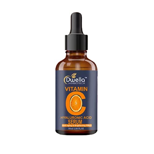 Dwella Herbotech Vitamin C + E + F Booster Face Serum for Glowing Skin - 30ml | Chemical-Free, Skin-Friendly Anti-Aging Serum | Perfect for Daily Skincare Routine & Nighttime Hydration
