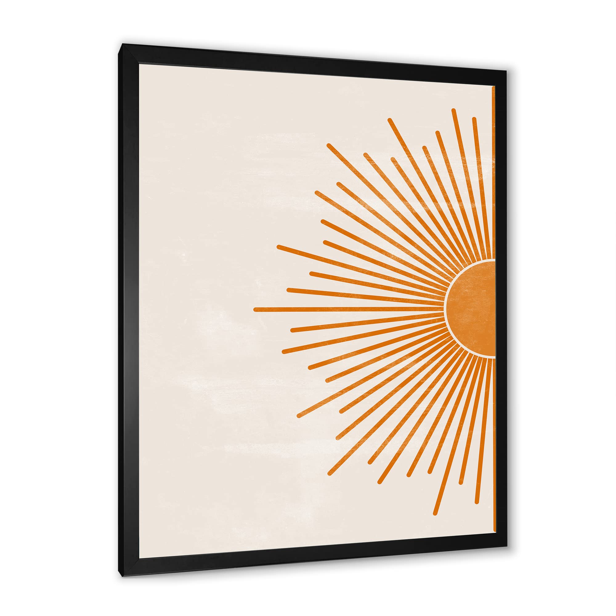 DesignQ Orange Sun Print - Modern Framed Wall Art Decor for Living Room, Bedroom & Office | Vibrant Abstract Painting for Home & Office Spaces