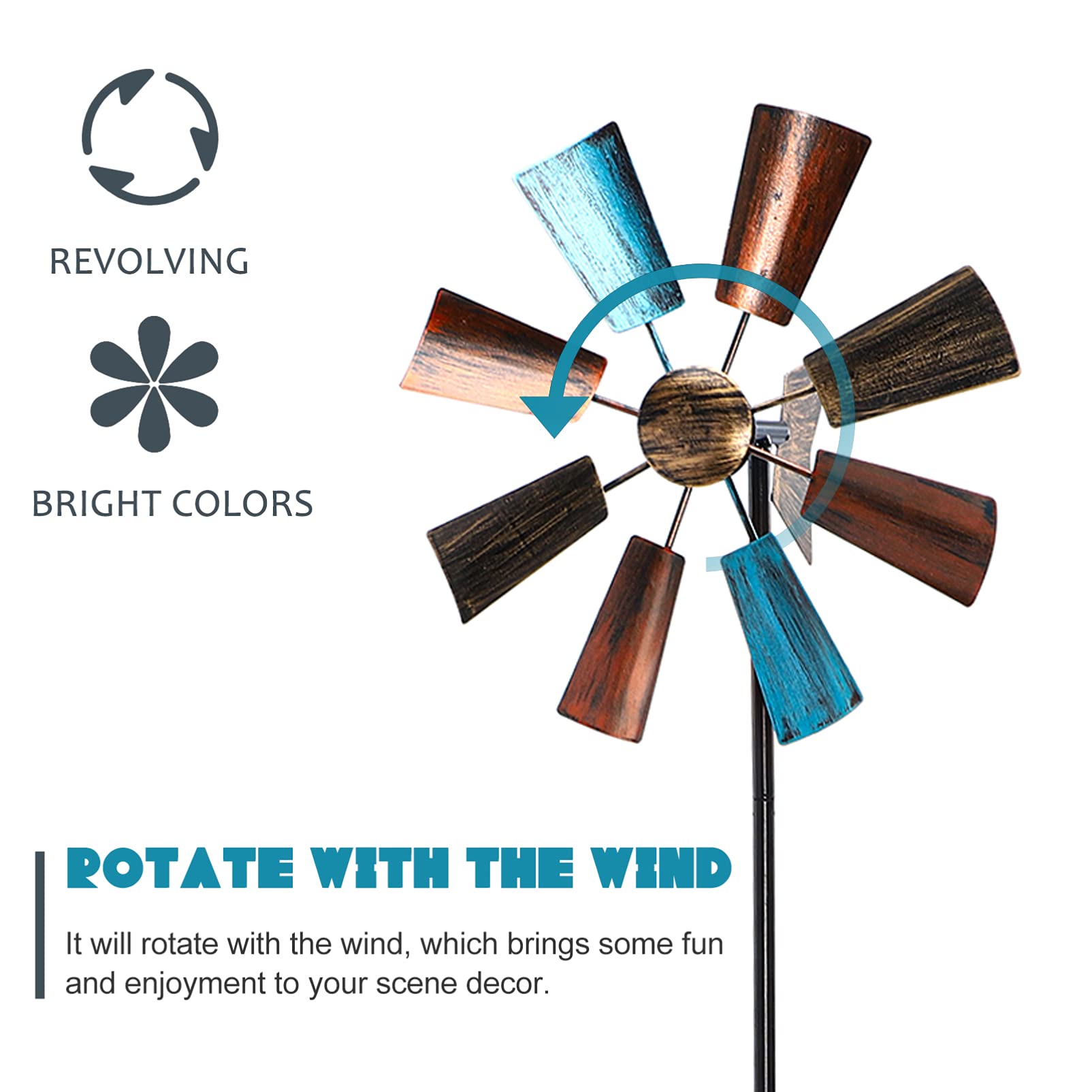 DOITOOL Metal Wind Spinner for Garden - Outdoor Decorative Windmill Toy, Christmas Holiday Yard Decor - Perfect for Patio, Lawn, and Backyard Decorations