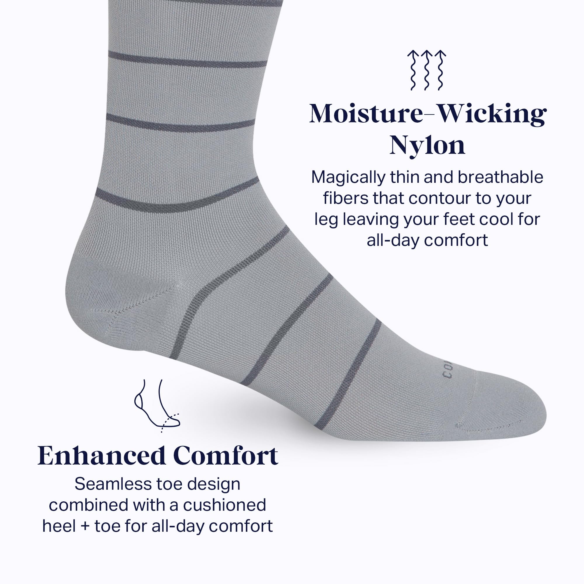 Comrad Nylon Knee High Compression Socks (15-20mmHg) - Soft, Breathable Graduated Support Socks for Men & Women - Perfect for Running, Travel & Circulation Support