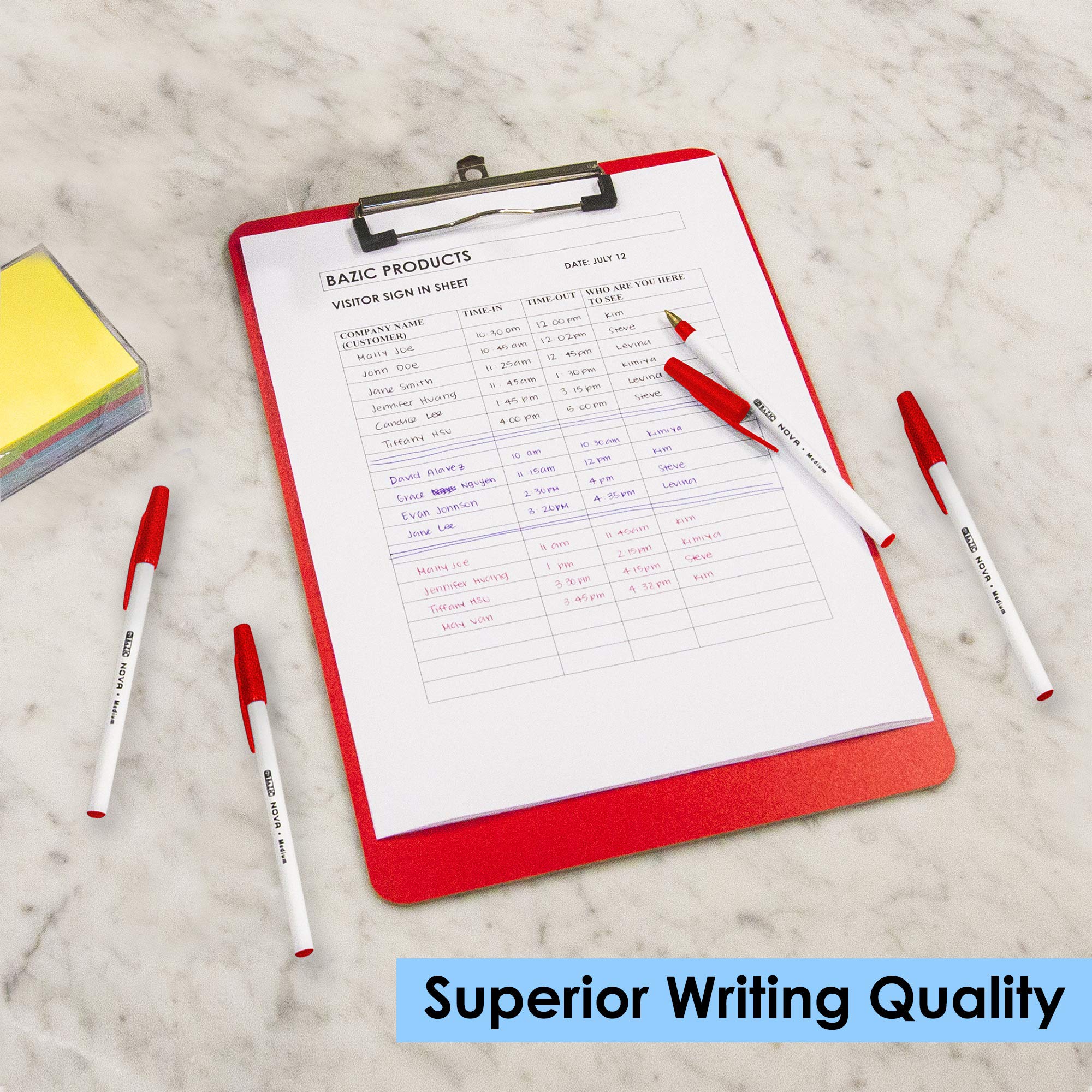 BAZIC Ballpoint Pens Nova Red 1.0mm Bold Point Smooth Writing Pens - 12 Pack (144 Total) for School, Office, Note Taking & Gift Giving