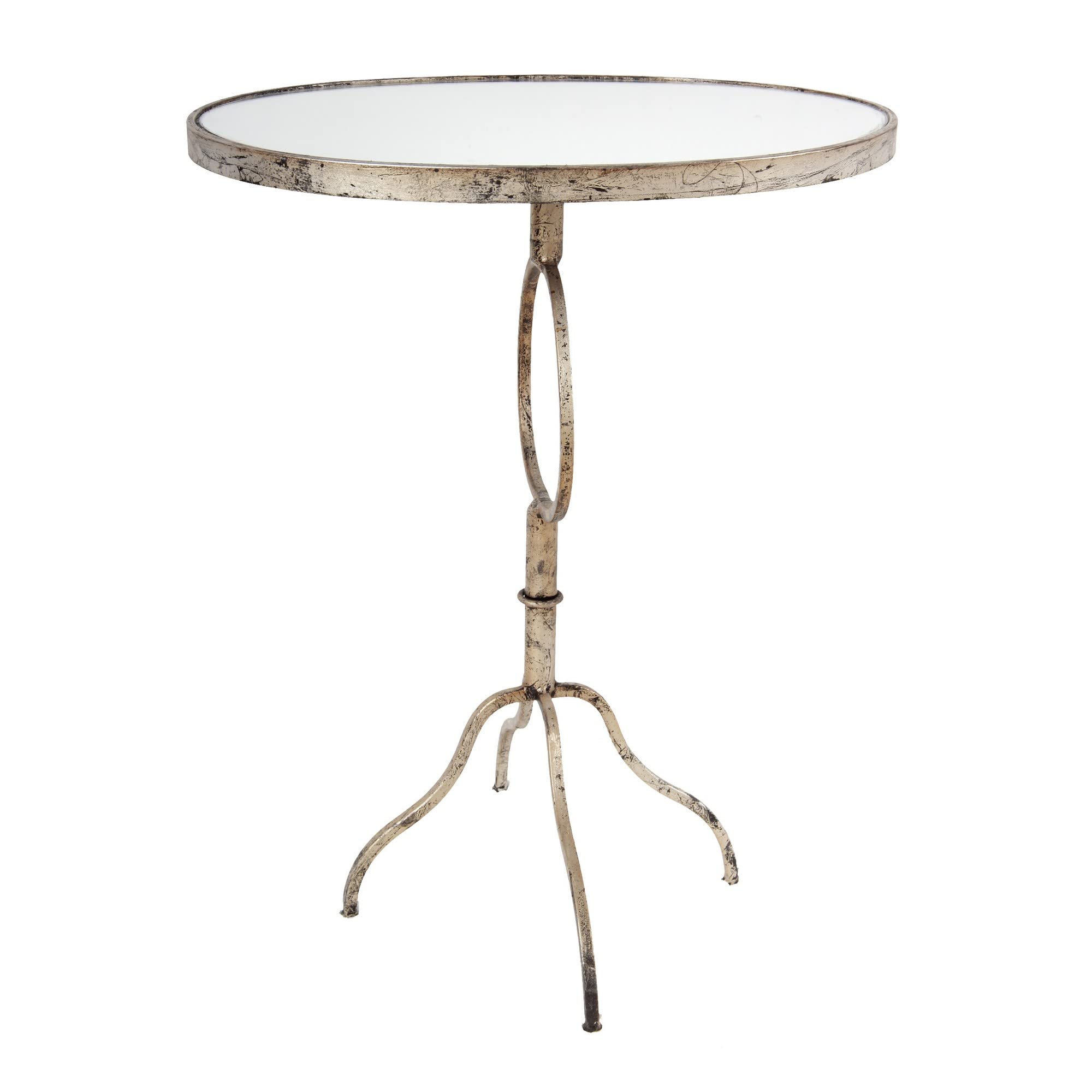 Benjara 28 Inch Round Accent Table with Mirror Top & Gold Metal Base - Perfect for Living Room, Bedroom, or Entryway Decor