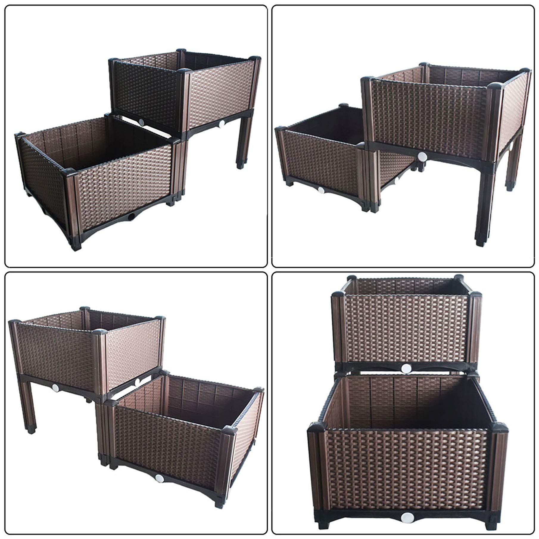 Elevated Raised Garden Bed Kit - 2-Piece Set for Growing Flowers, Vegetables & Plants | Indoor/Outdoor Gardening Solution | Brown Planter Box for Patio, Balcony & Backyard