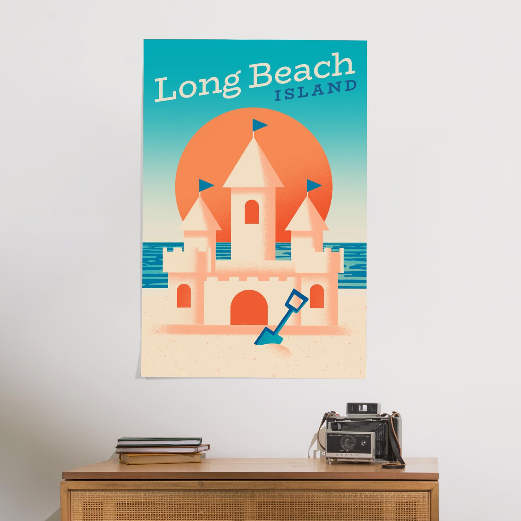 Lantern Press 24x36 Inch Giclee Art Print - Long Beach Island New Jersey Coastal Wall Decor | Sun-Faded Shoreline Collection with Sand Castle Beach Scene | Perfect for Living Room, Bedroom or Office Decor