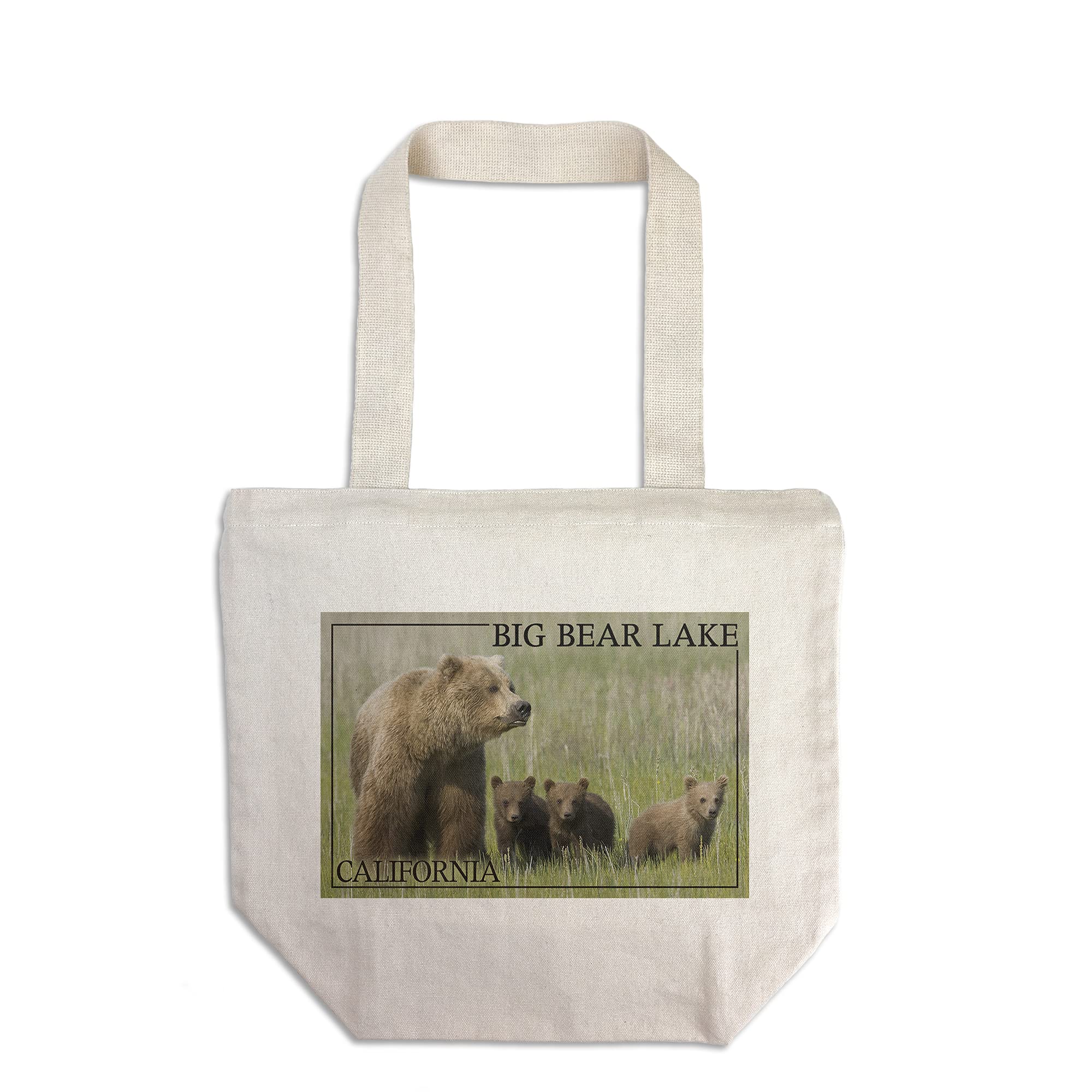 Lantern Press Big Bear Lake California Bear Family Tote Bag - 100% Cotton Canvas Reusable Shopping Bag - Perfect for Groceries, Beach Trips & Everyday Use (James T. Jones Photography)