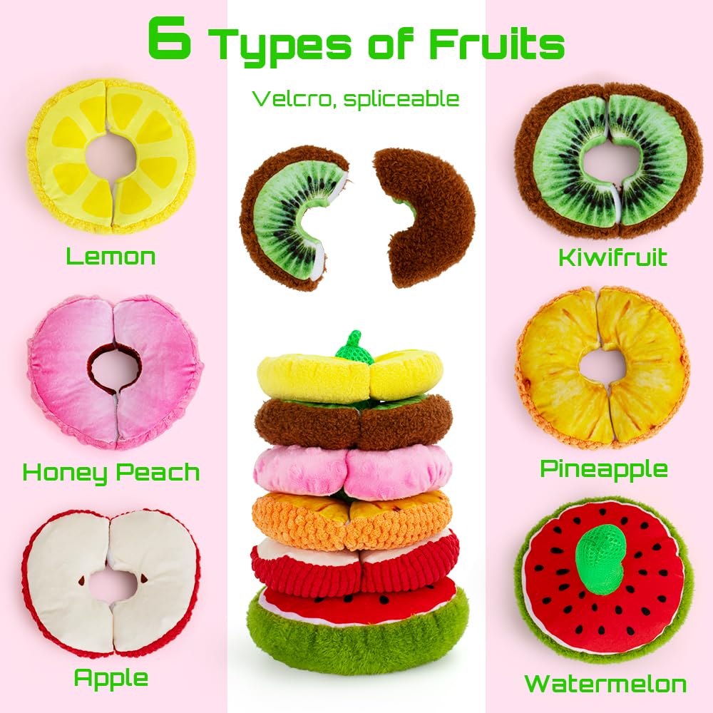 Beetoy Baby Stacking Toys - Sensory Fruit Toys for Toddlers with Different Textures, Crinkle & Squeakers | Preschool Learning Activities, Classroom Must-Haves | Perfect for Early Childhood Development & Montessori Play