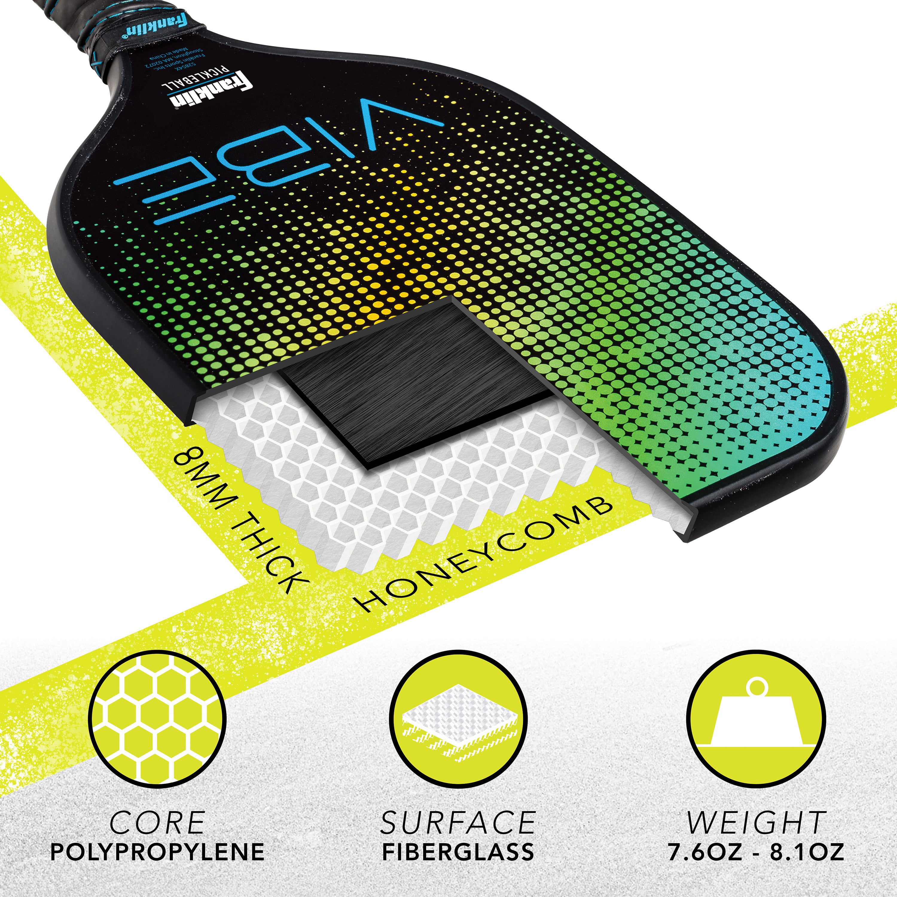 Franklin X Vibe Pickleball Paddle - Premium Graphite Paddle with Cushion Grip for Enhanced Control | Perfect for Recreational & Competitive Play, Outdoor & Indoor Court Games