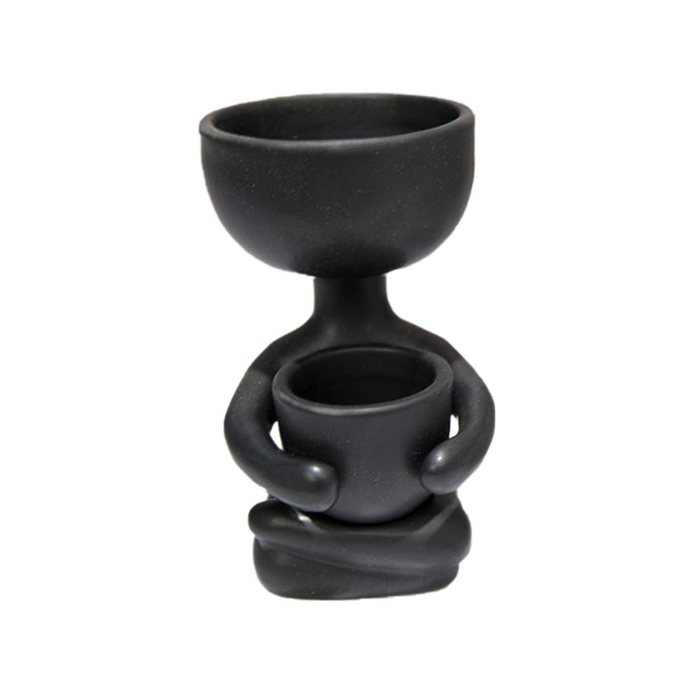 BESPORTBLE Black Ceramic Succulent Pots - Creative Human-Shaped Mini Planters for Small Plants, Cactus & Succulents - Perfect for Desktop Decor, Home Office, Living Room & Gift Ideas