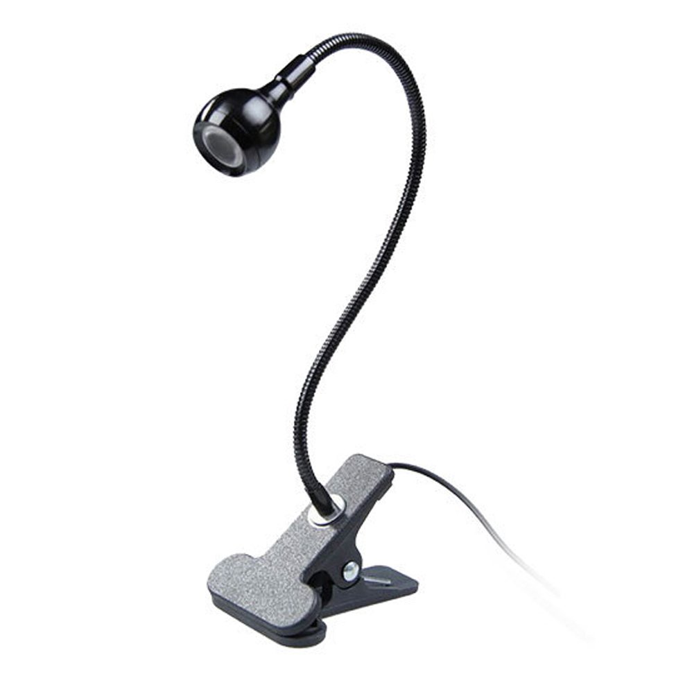 Aolyty 3W LED Desk Lamp with Clamp - Flexible Gooseneck Eye-Care Study Light, White Light with Switch & Hanging Hole, Black - Perfect for Reading, Studying, Office Work & Nightstand Use