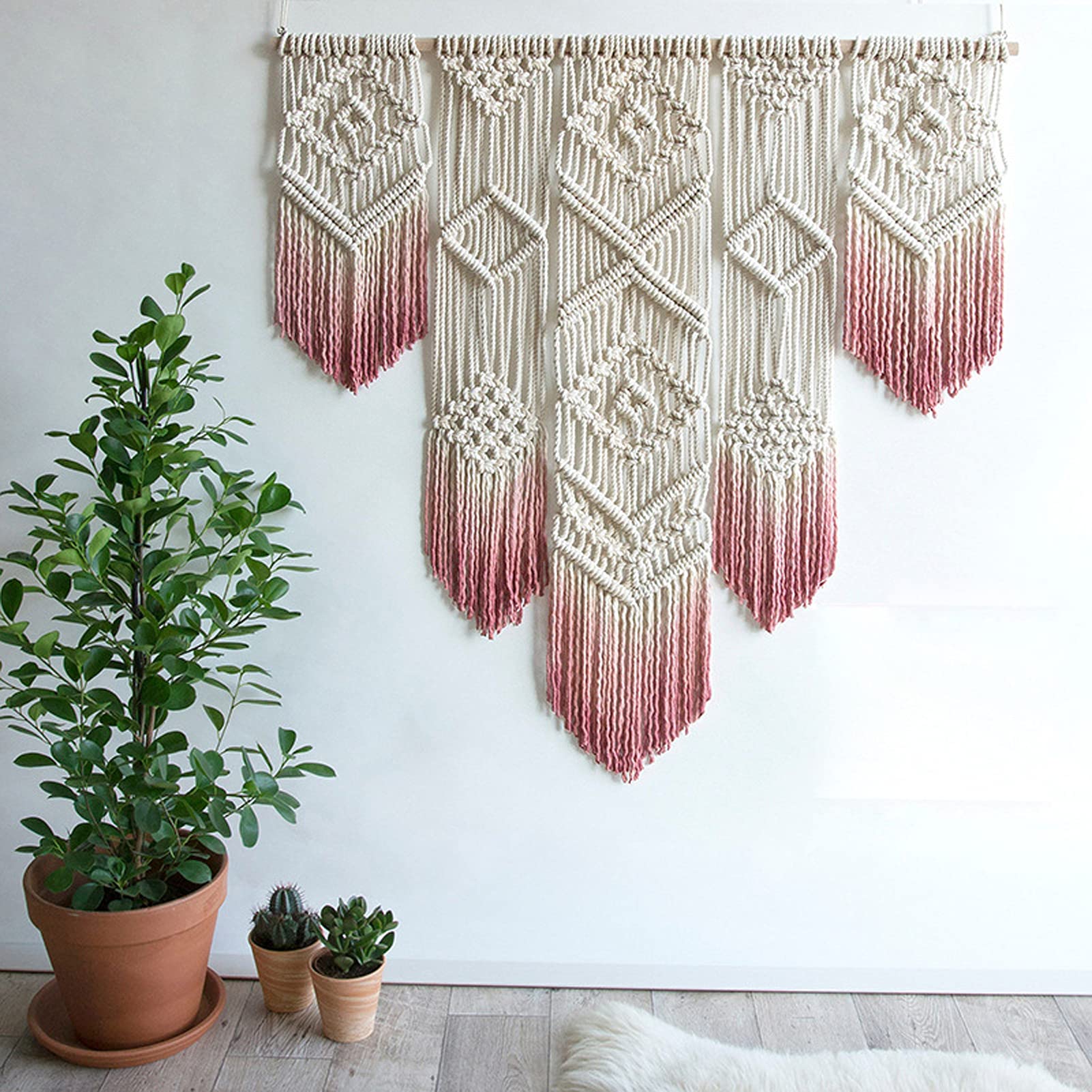 ESGT Large Macrame Wall Hanging - Handmade Cotton Woven Tapestry with Fringe for Home Decor | Perfect for Bedroom, Living Room, Gallery, Nursery & Wedding Decorations | Boho Chic Wall Art for Cozy Spaces