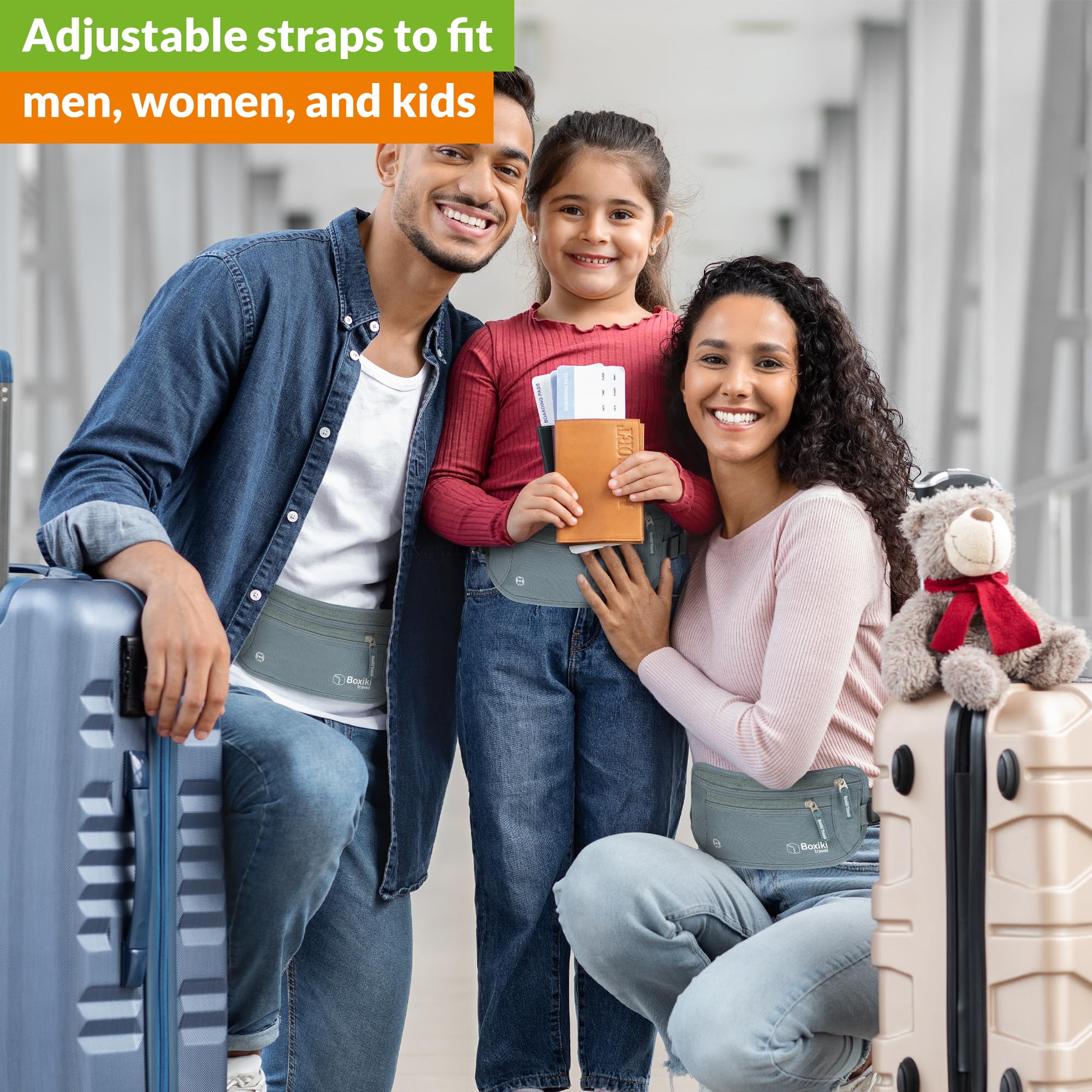 RFID Blocking Travel Money Belt - Secure Hidden Pouch for Cash, Credit Cards & Passport - Water Resistant Anti-Theft Waist Wallet for Men & Women (Gray) | Perfect for International Travel, Hiking & Daily Commute