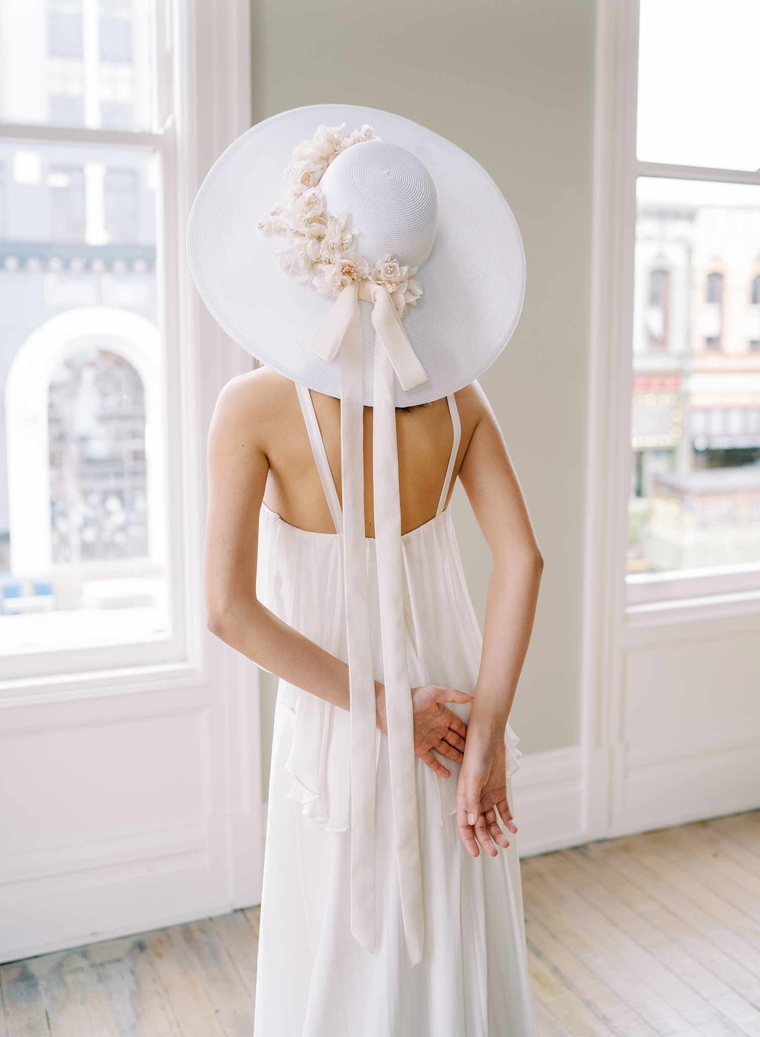 Elegant Floral Bridal Hat for Wedding - Style #2457 | Perfect for Bridal Showers, Garden Weddings & Boho Chic Looks