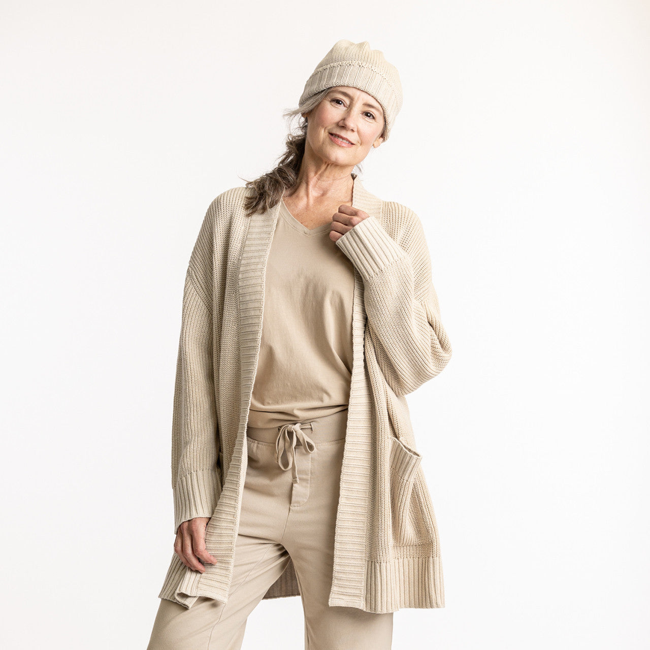 Organic Turmeric Cotton Cardigan Sweater for Women - Soft & Comfortable Lightweight Knitwear for Fall & Winter - Perfect for Casual Outfits, Layering, and Cozy Evenings at Home