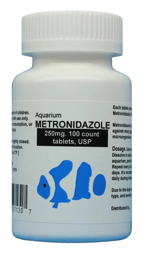 Thomas Labs Fish Metronifazole 250 mg Antibiotic Tablets - 60 Count for Aquarium Fish Treatment | Treats Parasites, Bacterial Infections in Freshwater & Saltwater Fish Tanks