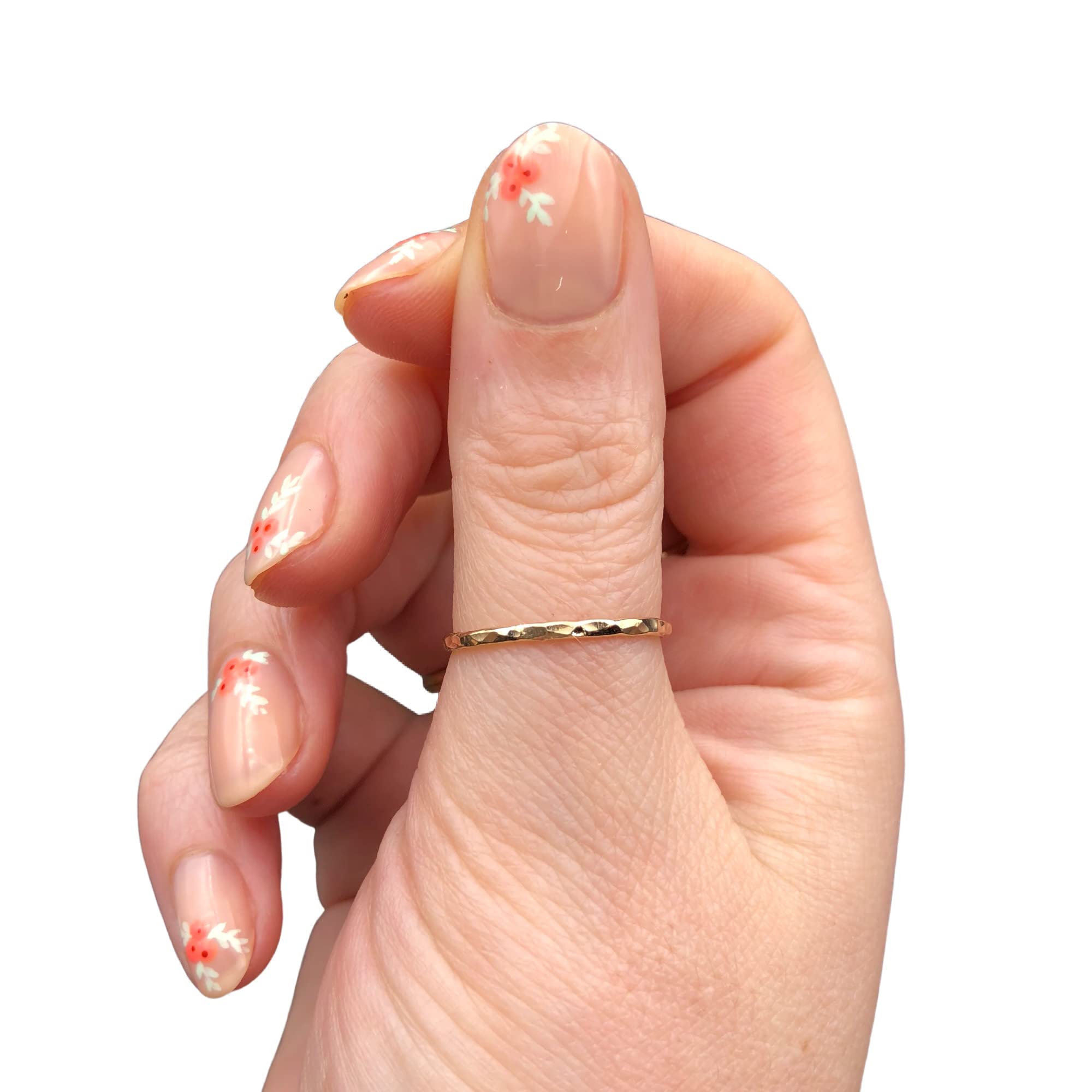 Hammered Gold Fill Stacking Rings for Women - Minimalist Thin Band Ring Set - Size 8 - Perfect for Layering, Everyday Wear & Gift Giving