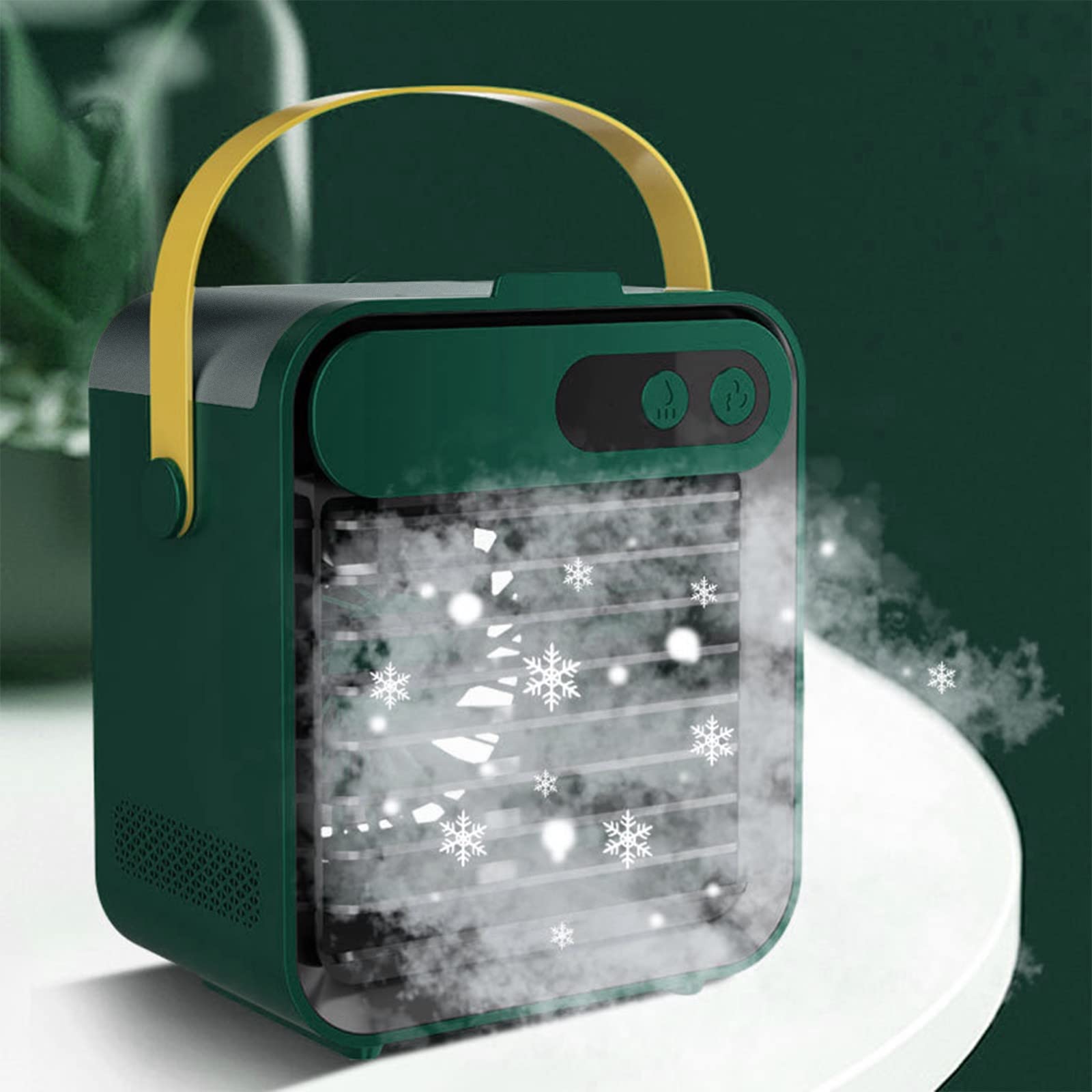Portable USB Air Cooler Fan with Phone Holder & Vanity Mirror - 3 Speed Mini Evaporative Cooling for Home, Office, Desk | Personal Space Cooler (Green) - Perfect for Workstations, Bedrooms & Small Spaces