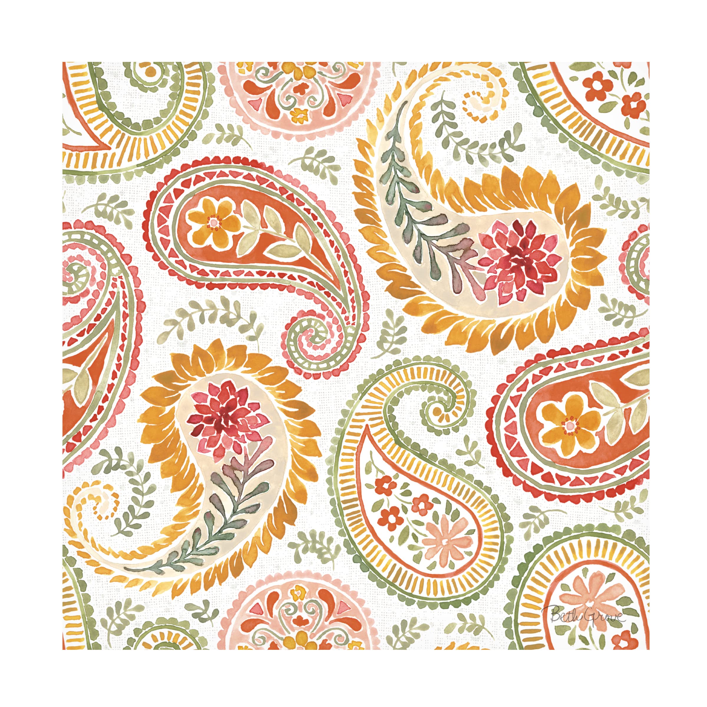 Beth Grove 'Harvest Bouquet Pattern IIIA' Floral Canvas Wall Art - Handmade Home Decor for Living Room, Bedroom & Office