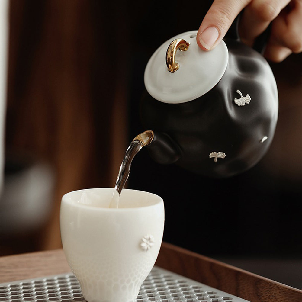 Handmade Black Ceramic Chinese Teapot - Unique Irregular Design for Gongfu Tea Brewing | Perfect for Tea Ceremonies, Home Decor & Gift Giving