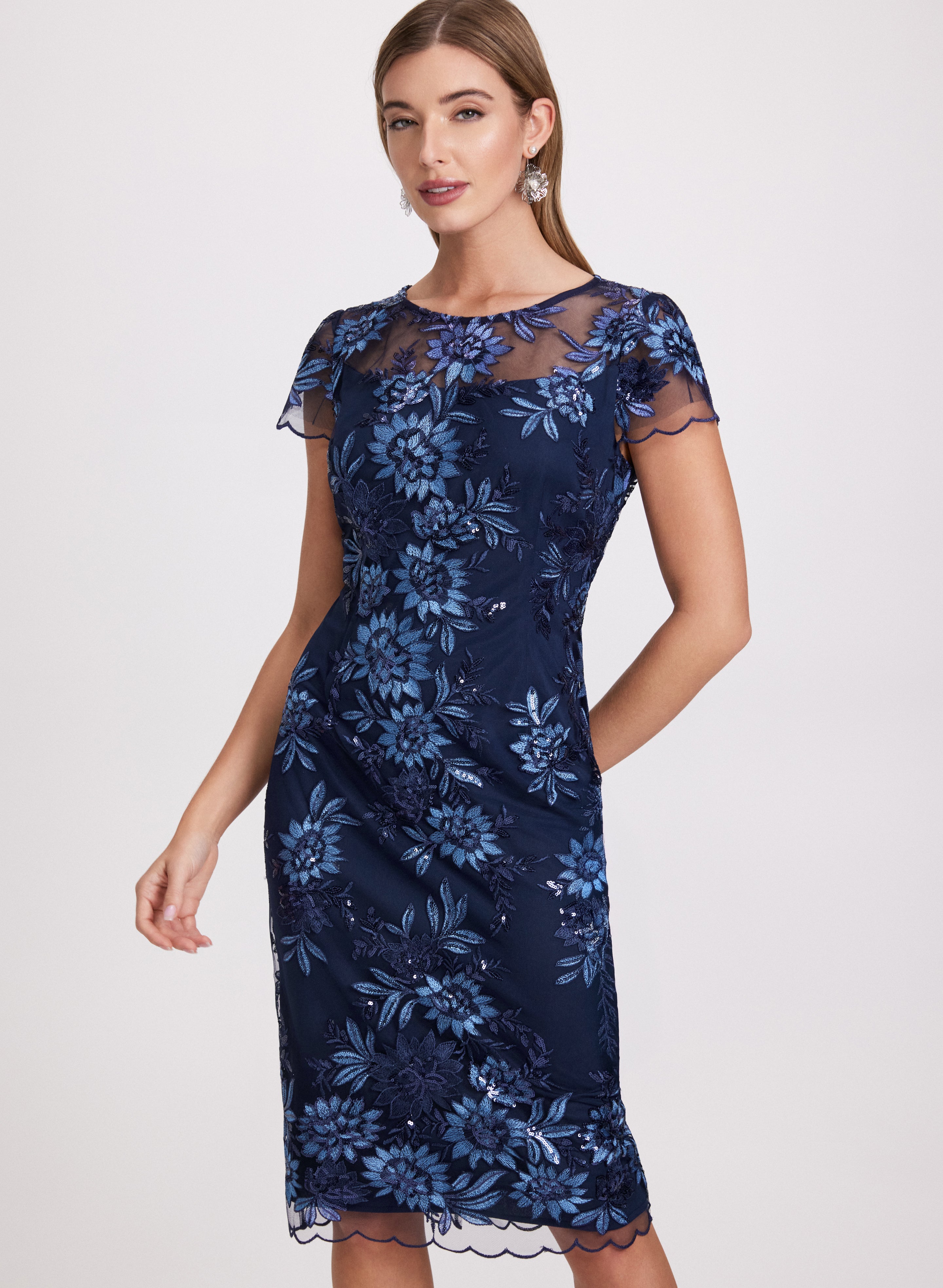 Floral Sequin Embellished Party Dress for Women - Elegant Evening Gown for Prom, Wedding, and Special Occasions