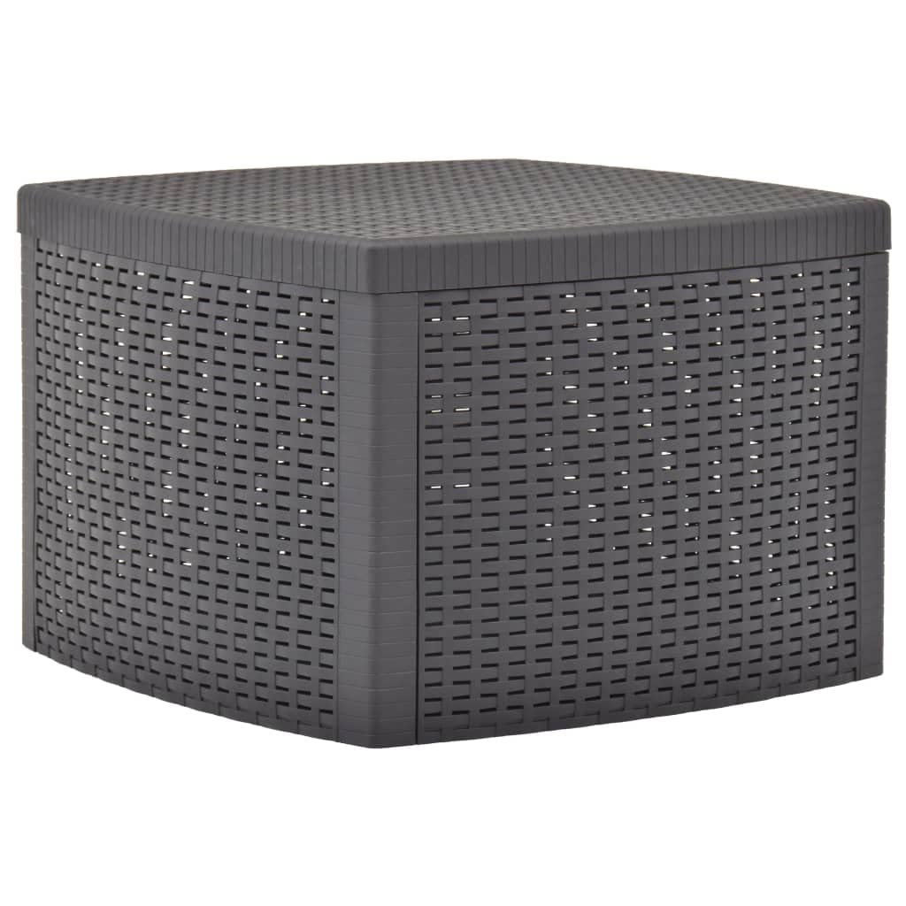 vidaXL Outdoor Patio Table with Storage - Mocca Plastic Coffee Table & End Table for Garden, Picnic, Camping, Porch, Deck, Lawn & Backyard | Perfect for Outdoor Dining, Relaxing & Entertaining