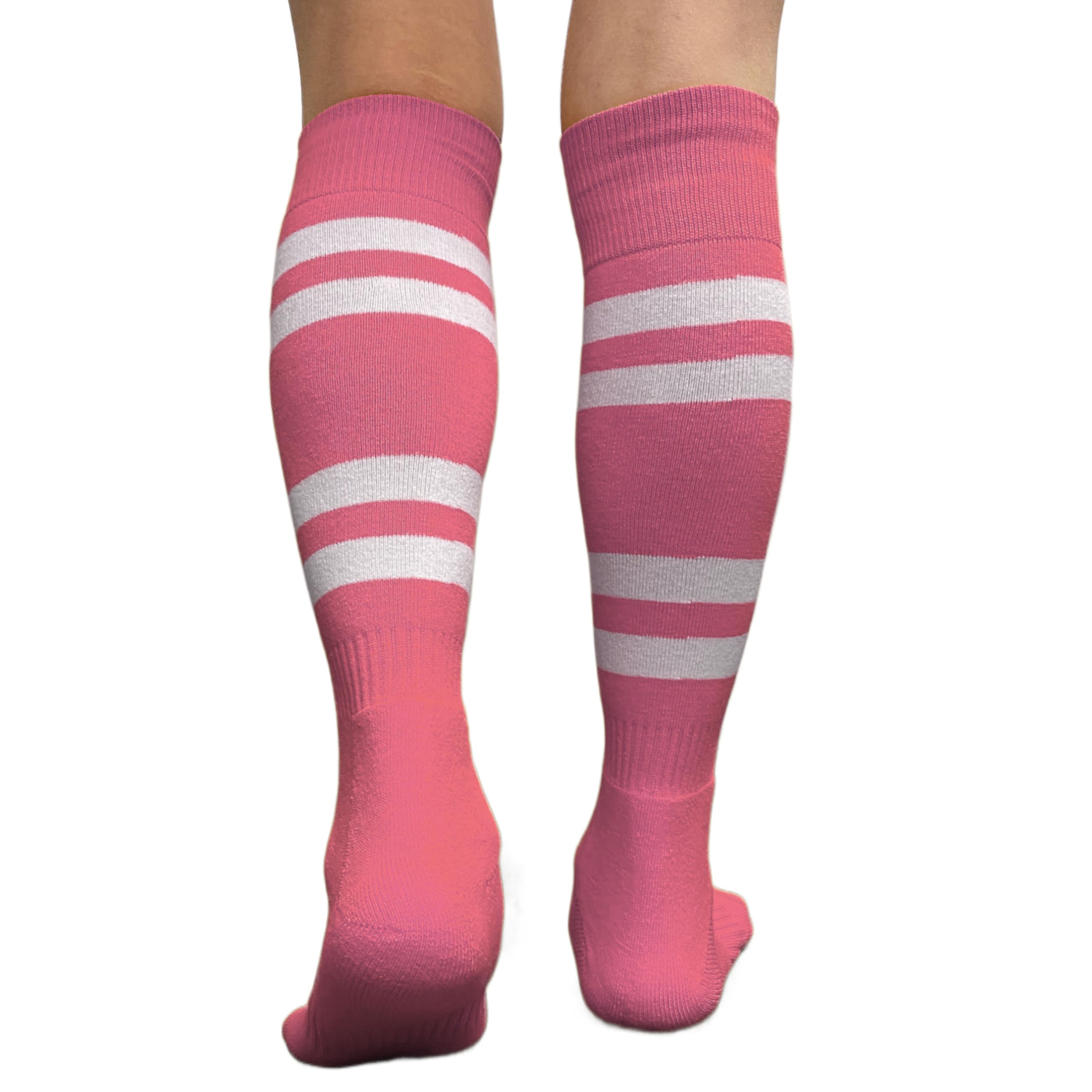 COUVER Striped Knee High Sports Soccer Socks - Breathable Cushioned Athletic Socks for Men & Women - Perfect for Soccer, Running, and Gym Workouts