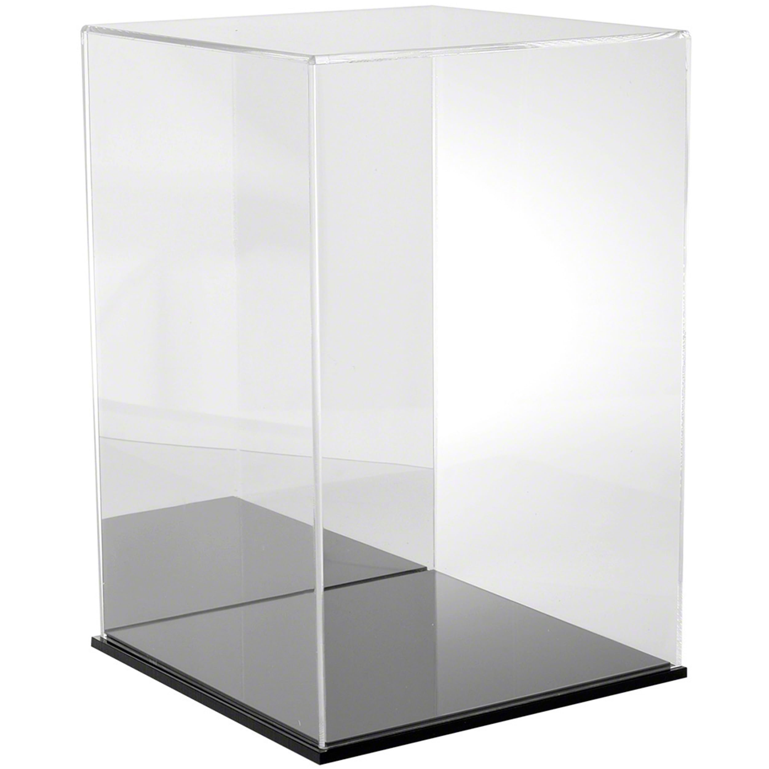 Plymor 12x12x18 Inch Clear Acrylic Display Case with Black Base & Mirror Back - Perfect for Collectibles, Awards, and Retail Product Showcase