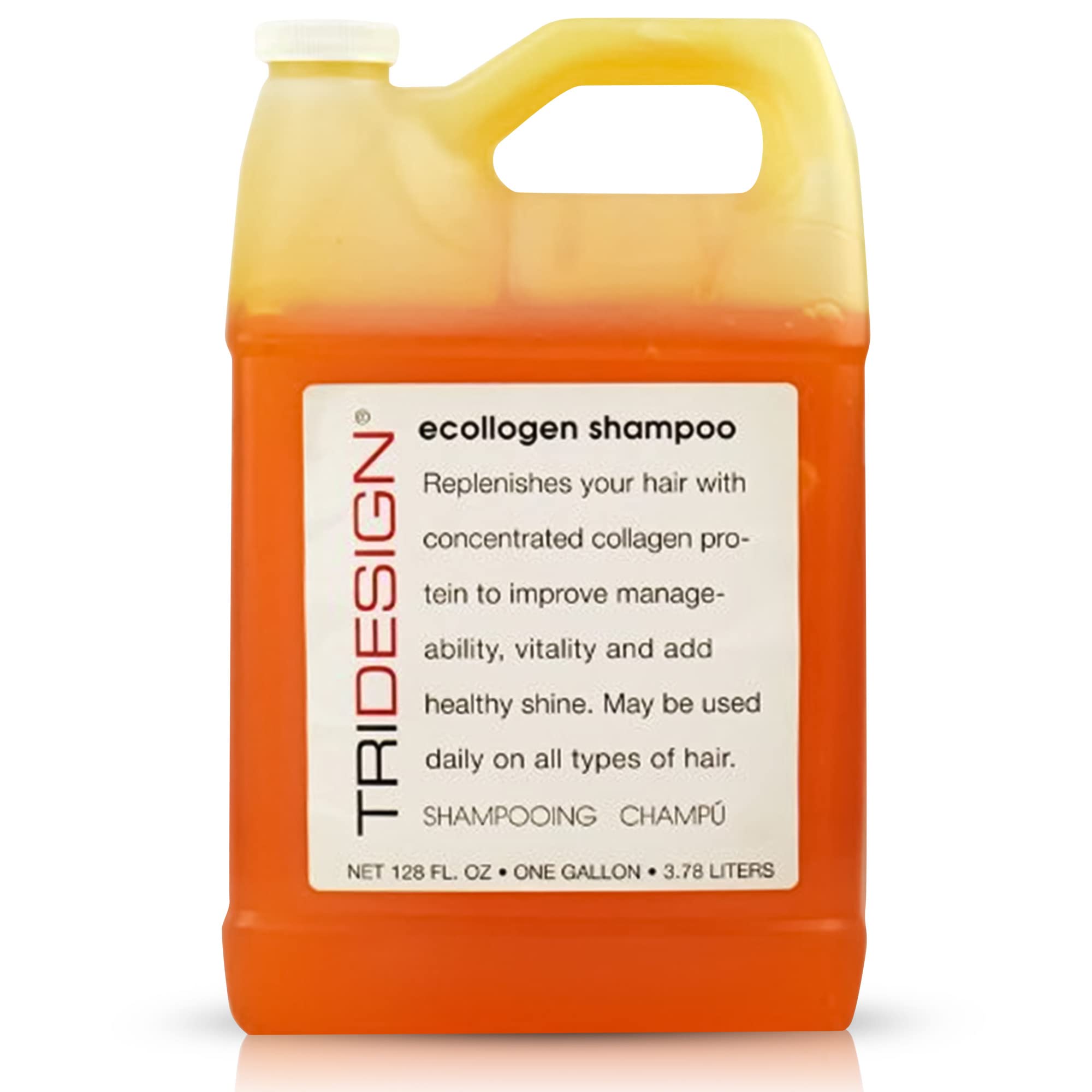 TRI Design Ecollogen Shampoo with Collagen Protein - Hydrating & Repairing Shampoo for Men & Women - All Hair Types - 1 Gallon (128 FL OZ) - Perfect for Daily Hair Care & Damaged Hair Restoration