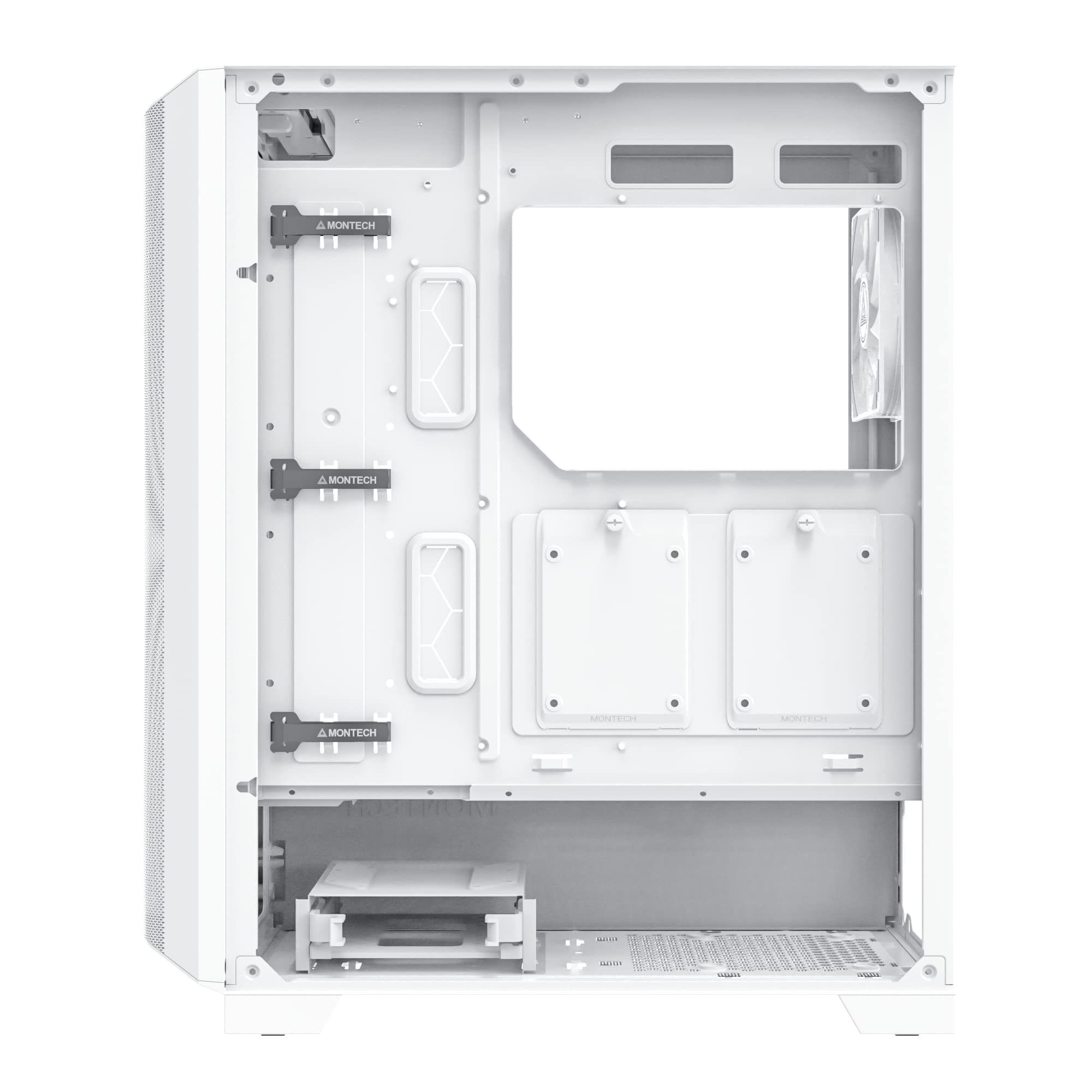 MONTECH Sky One Lite White Mid-Tower PC Case with Tempered Glass Side Panel - Perfect for Gaming Setup & Home Office Workstation