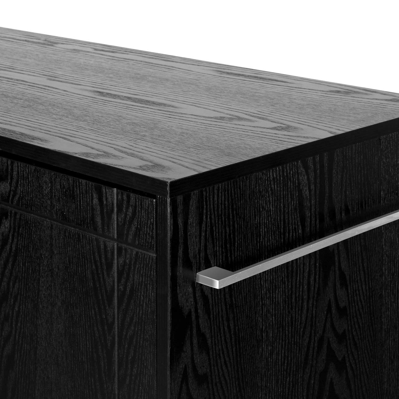 BELLEZE Wine Cabinet with Drawers & Storage Shelves - 6-Bottle Wine Rack, Sideboard Buffet, Coffee Bar Cupboard for Dining Room, Kitchen & Living Room - Light Black Finish - Perfect for Home Entertaining & Stylish Storage