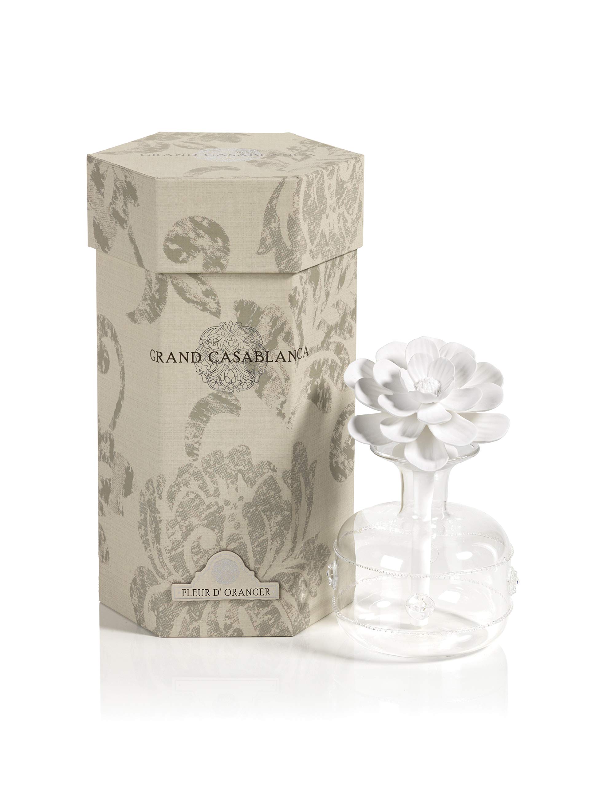 Zodax Grand Casablanca Porcelain Essential Oil Diffuser - Fleur d'Oranger Scented Aromatherapy for Home, Office & Spa Relaxation