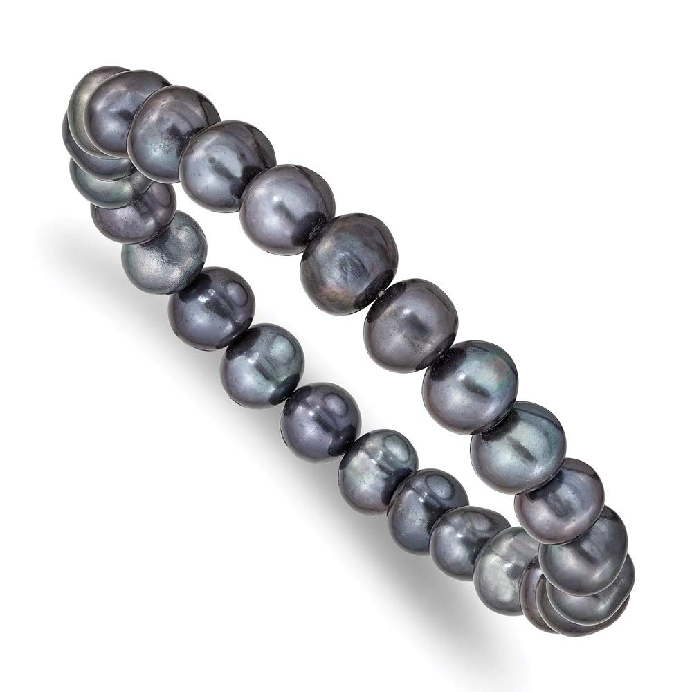 8-9mm Freshwater Cultured Black Pearl Stretch Bracelet for Women - Elegant Fine Jewelry Gift for Her, Mother, Wife (7.5
