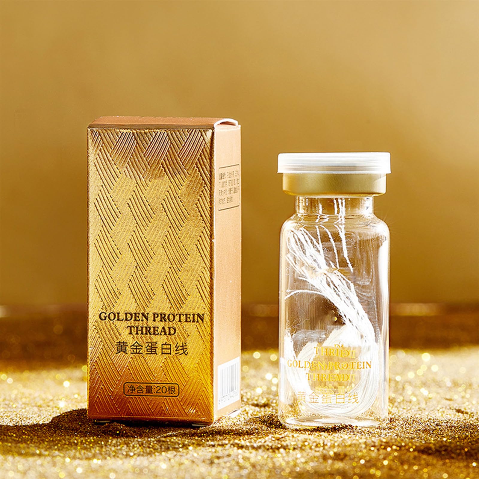 Gold Protein Thread Essence - Collagen Absorbable Face Lifting Threads, Invisible Facial Thread Lift Set for Instant Face Lift & Anti-Aging (1PC) - Perfect for At-Home Beauty Treatments & Professional Spa Use