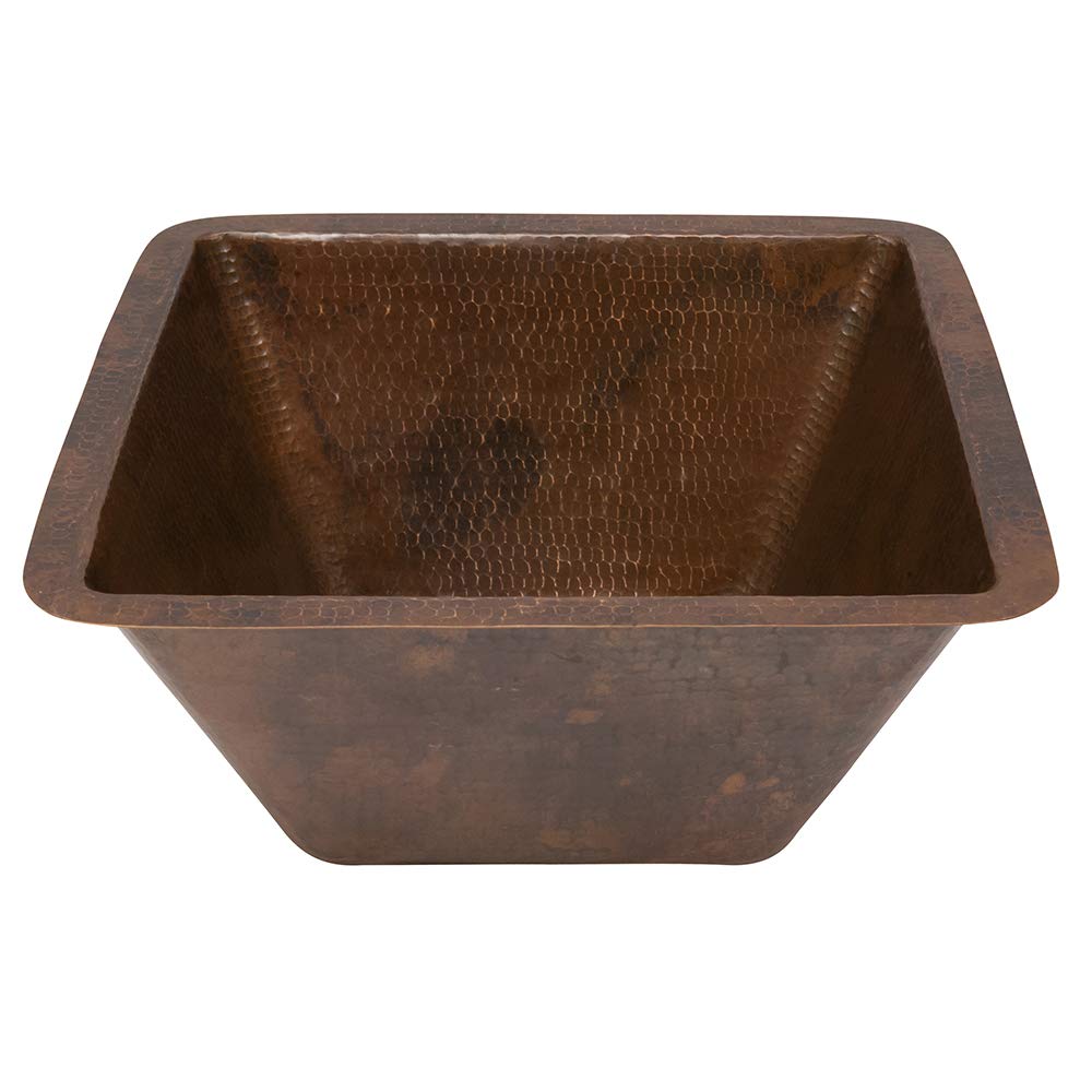 Premier Copper Products BS15DB3 15-Inch Hammered Copper Farmhouse Sink - Oil Rubbed Bronze Finish, 3.5-Inch Drain - Perfect for Kitchen & Bathroom Renovations