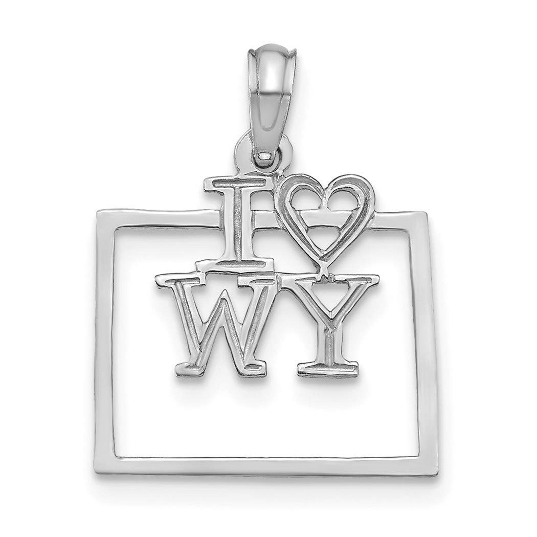 14K White Gold Solid Wyoming State Pendant Necklace - Elegant Jewelry Gift for Women, Mothers, Wives | Perfect for Anniversaries, Birthdays & Special Occasions
