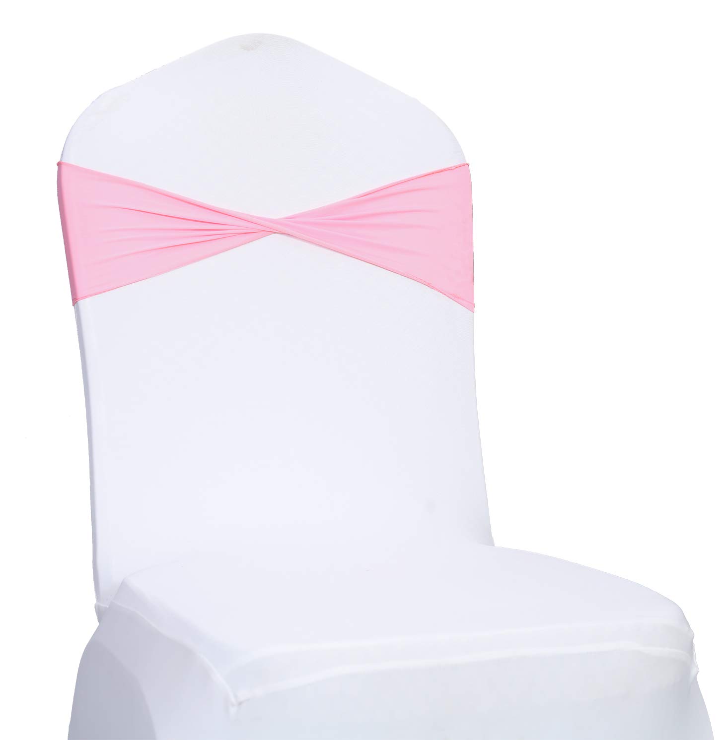 100 PCS Spandex Wedding Chair Bands Sashes Bow Tie Set - Elegant Pink Chair Decor for Wedding, Party & Event Decorations