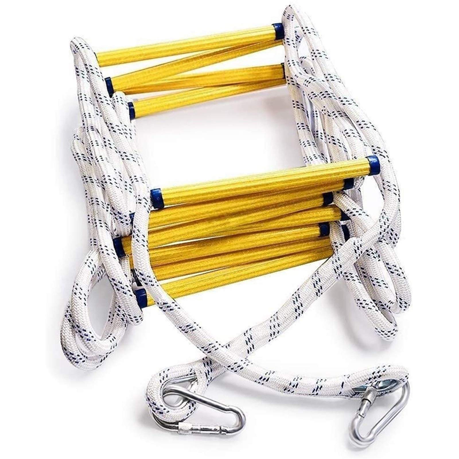 ZAQI 18m/59ft Emergency Fire Escape Ladder - Flame Resistant Safety Rope Ladder with Heavy Duty Hooks (Supports 400kg/880 lbs) - Quick Deployment, Compact Storage - Ideal for Home, Apartment & Office Fire Safety