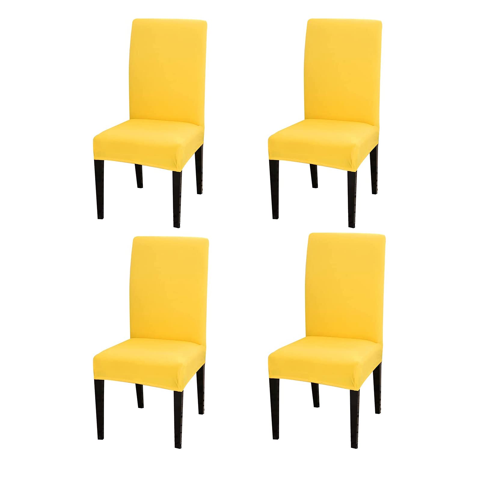 Chickwin 4 Pack Stretchable Washable Dining Chair Covers - Yellow Parsons Slipcovers for Kitchen & Dining Room Chairs, Set of 4 High Back Armless Chair Protectors | Perfect for Home, Restaurant, and Office Use