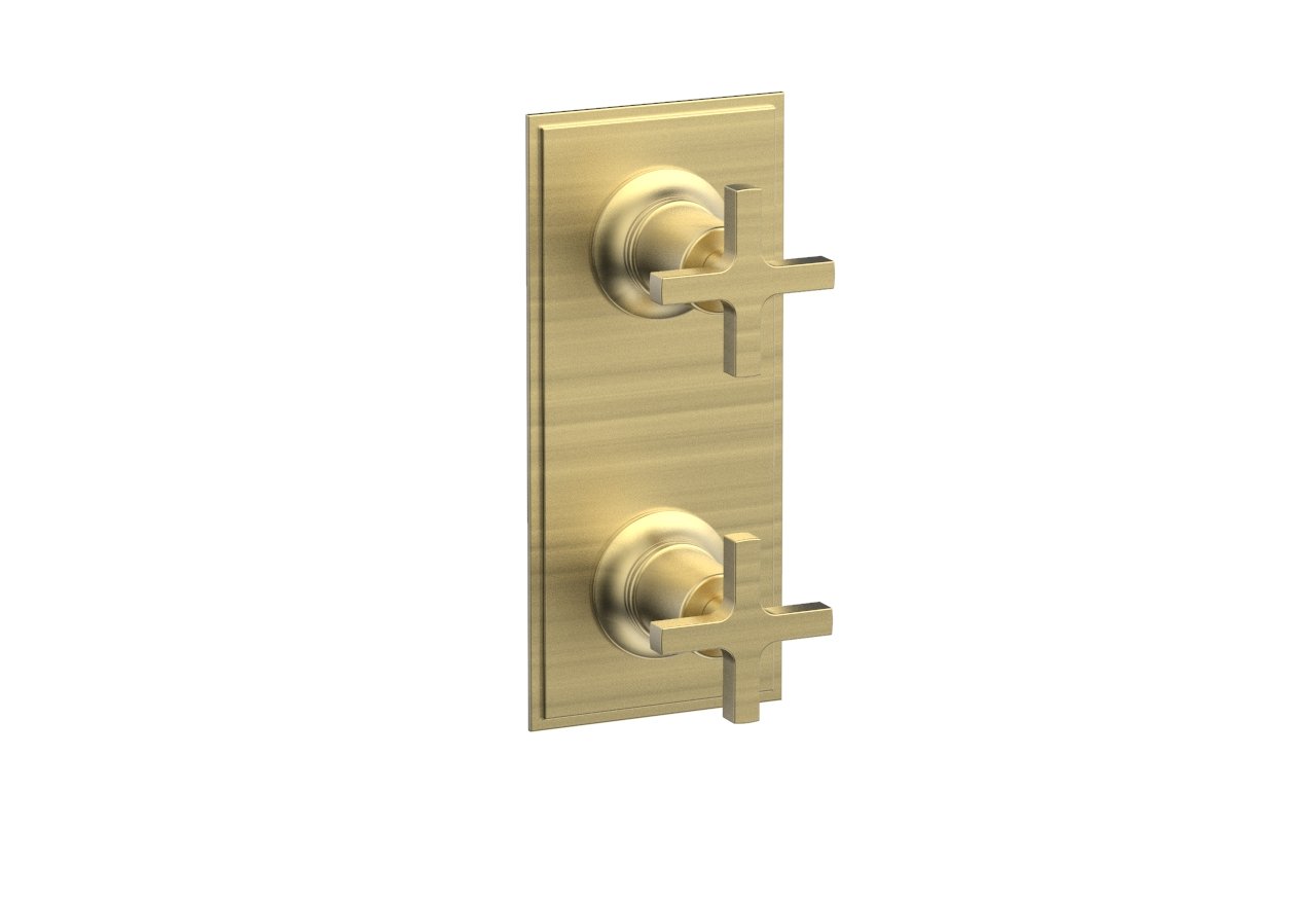 HEX MODERN Cross Handle Pair Trim Set for Thermostatic Shower Control with Volume Control or Diverter - Perfect for Bathroom Renovation and Luxury Home Upgrade