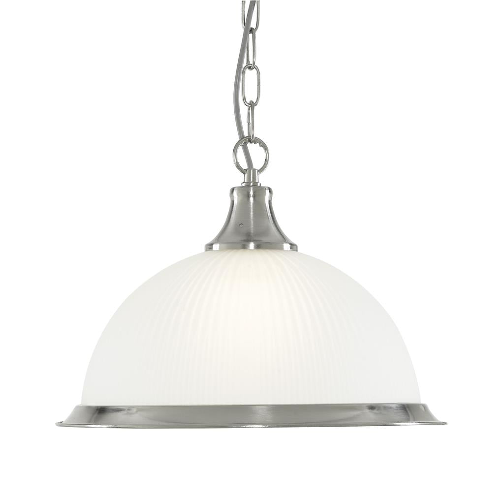 Vintage American Diner Pendant Light - Antique Brass or Silver Finish with Glass Shade | Perfect for Kitchen Island, Bar Counter & Retro Restaurant Lighting