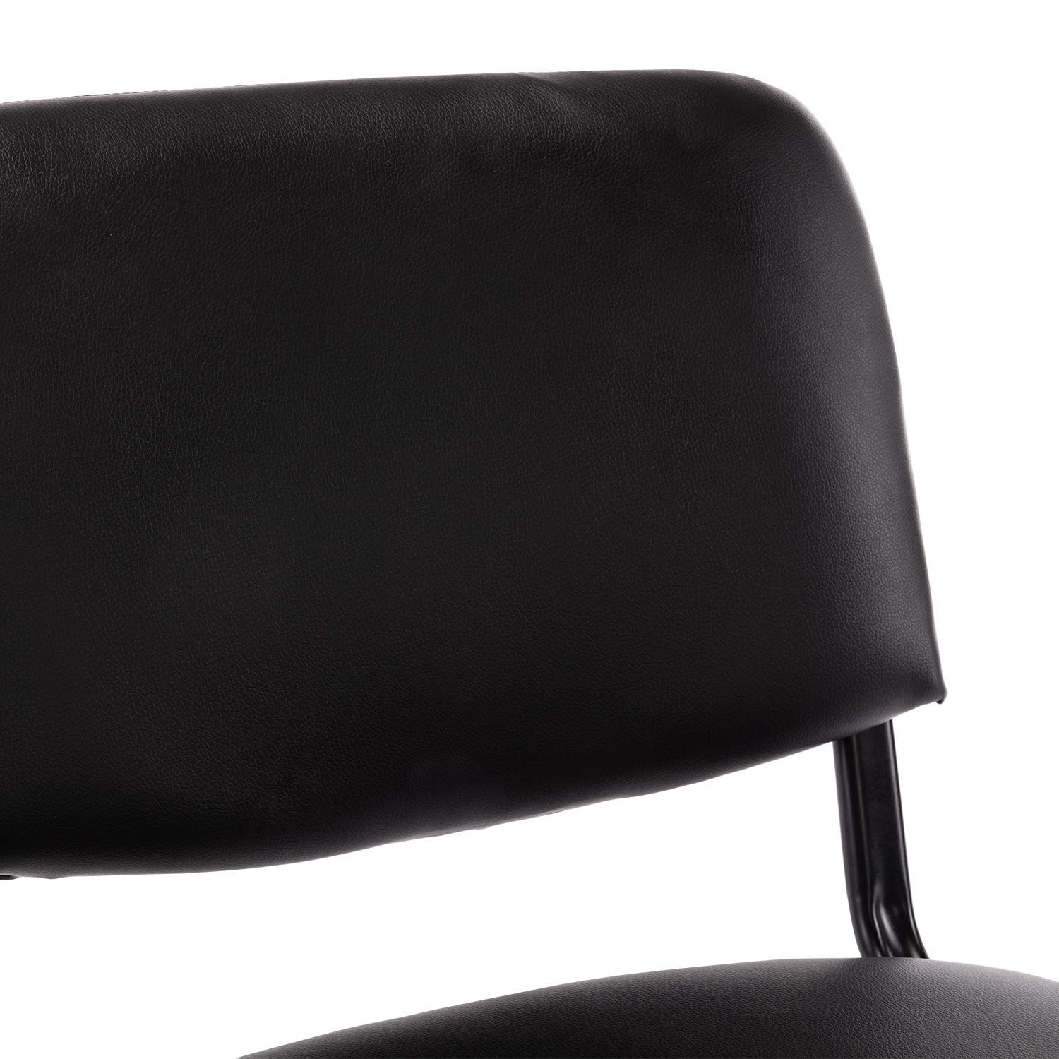 5-Pack Black Vinyl Leather Padded Stackable Chairs - Comfortable Armless Upholstered Seating for Office, Waiting Room, Church, Conference, Reception & Classroom - Space-Saving Stacking Chairs for Events & Multi-Purpose Use