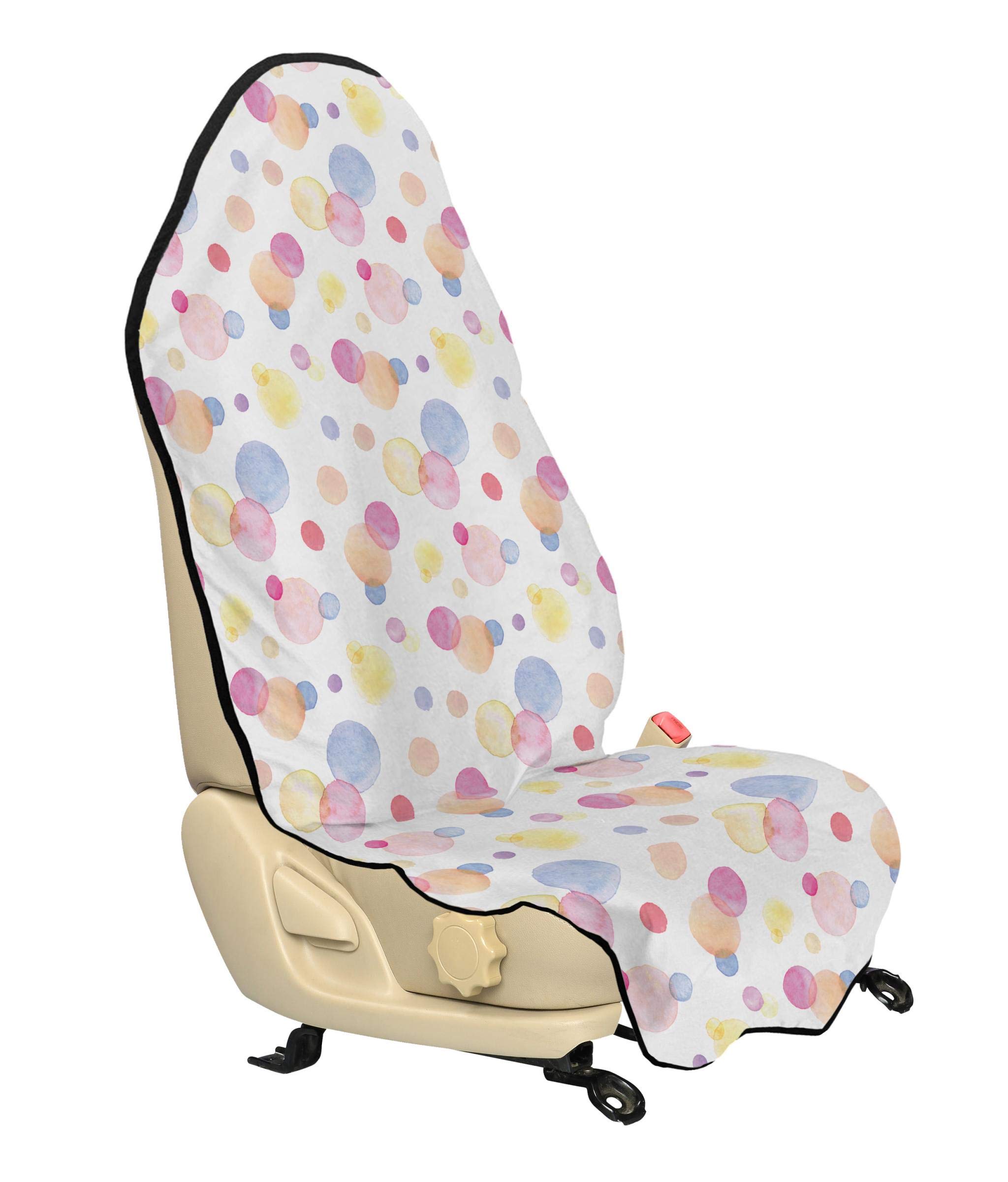 Ambesonne Pastel Car Seat Hoodie - Watercolor Texture Liquid Paint Drops Design, Non-Slip Universal Car Seat Cover Protector (30