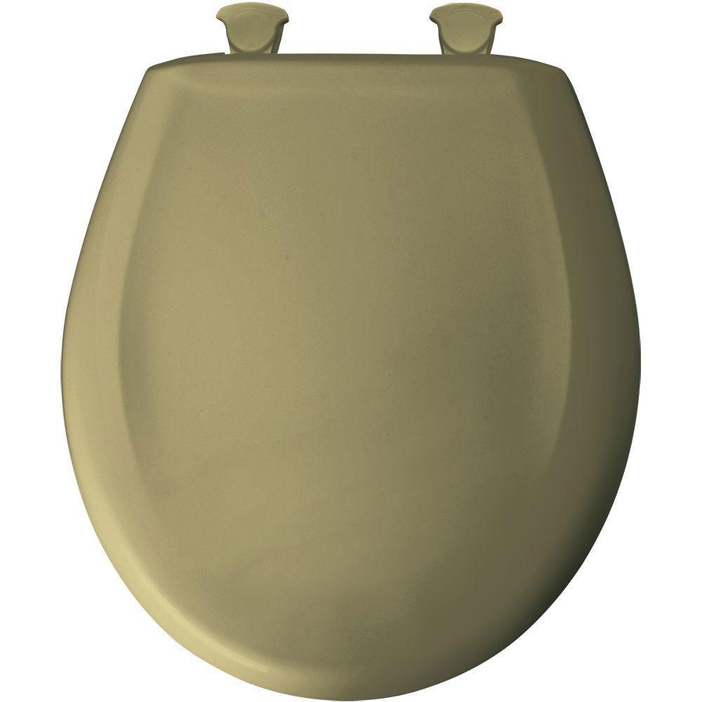 Bemis Slow Close STA TITE Round Closed Front Toilet Seat in Avocado Brown 539565 - Quiet Soft Close Hinges, Durable Toilet Seat for Bathroom, Home & Commercial Use