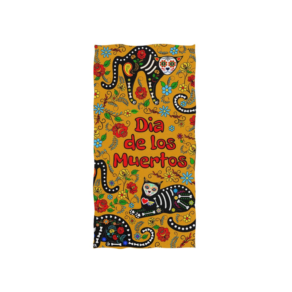 AUUXVA Day of The Dead Skull Cat Hand Towel - Super Absorbent Kitchen, Bath, Gym & Swim Towel for Home, Spa, Travel | Perfect for Drying Hands, Face & Body
