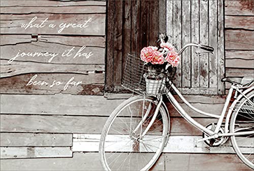 Pictura Great Journey Bicycle Leaning Against Barn Birthday Card - Vintage Cycling Themed Greeting Card for Men, Women, Cyclists - Perfect for Birthdays, Anniversaries & Special Occasions