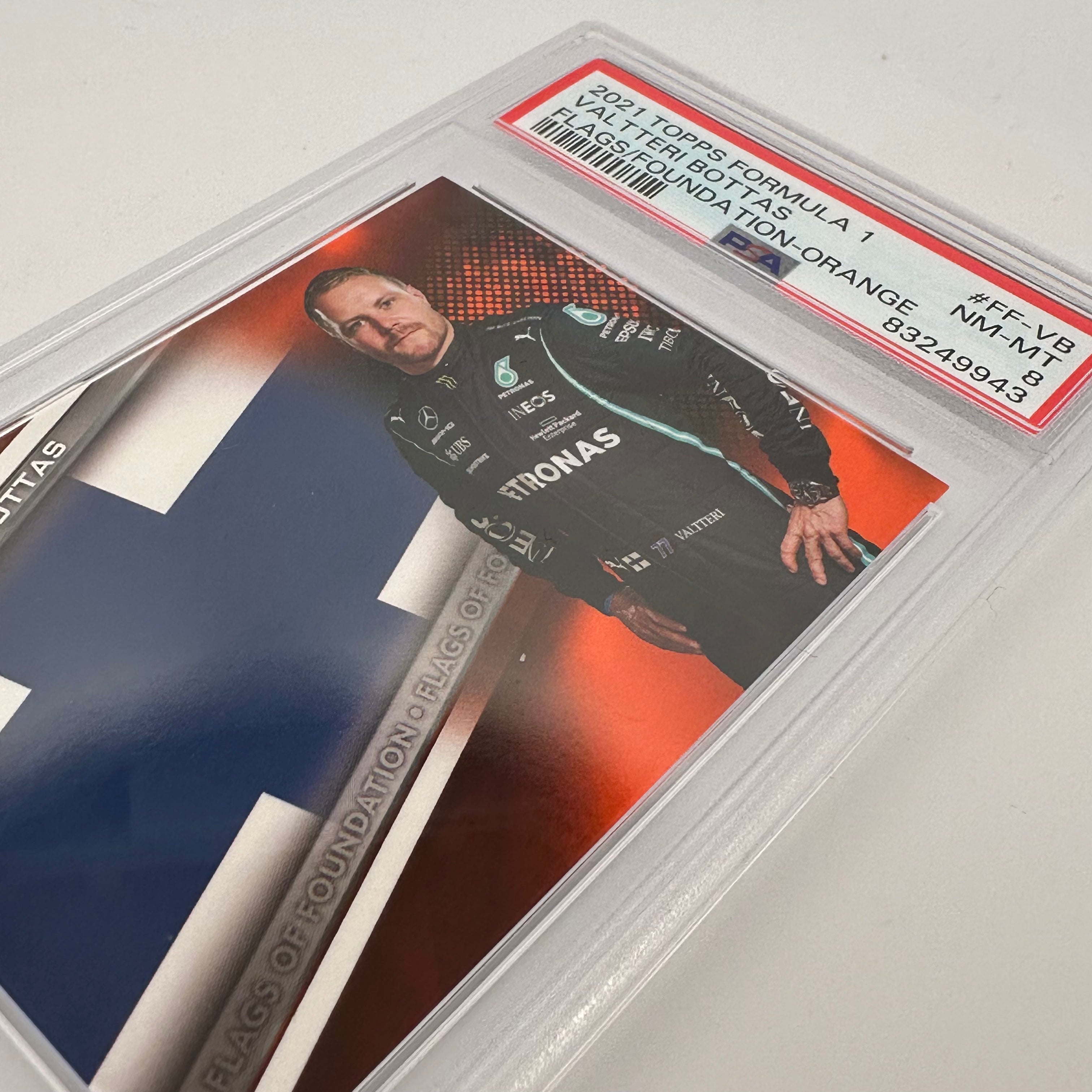 2009 Valtteri Bottas #FF VB PSA 8 Graded Racing Card - Flags of Foundation Orange Edition | Collectible Motorsport Memorabilia for F1 Fans & Trading Card Enthusiasts