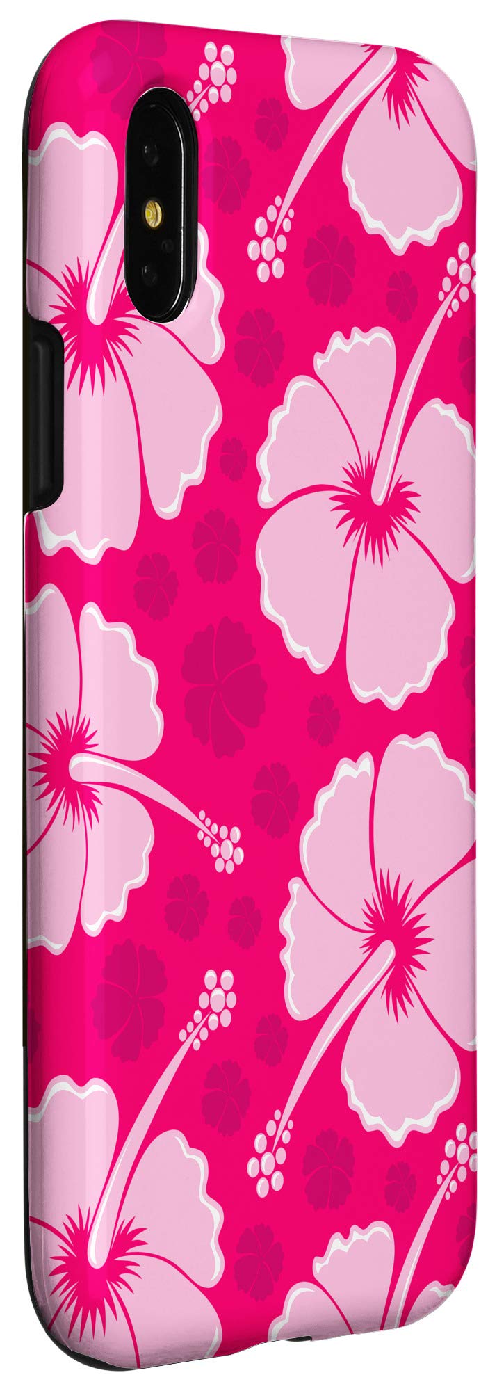iPhone X/XS Hawaiian Hibiscus Pink Floral Phone Case - Cute Hula Design, Shockproof & Slim Protective Cover for Women Girls - Perfect for Beach Vacation, Summer Outing & Daily Use